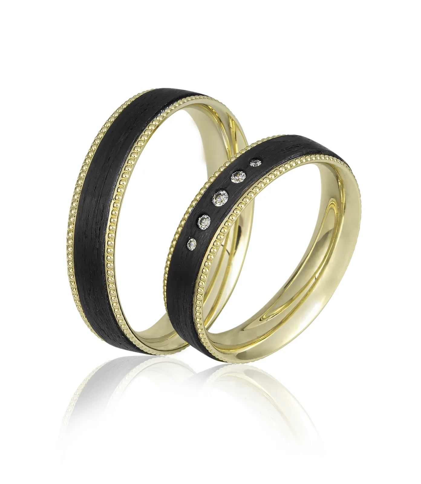 Wedding ring with carbon