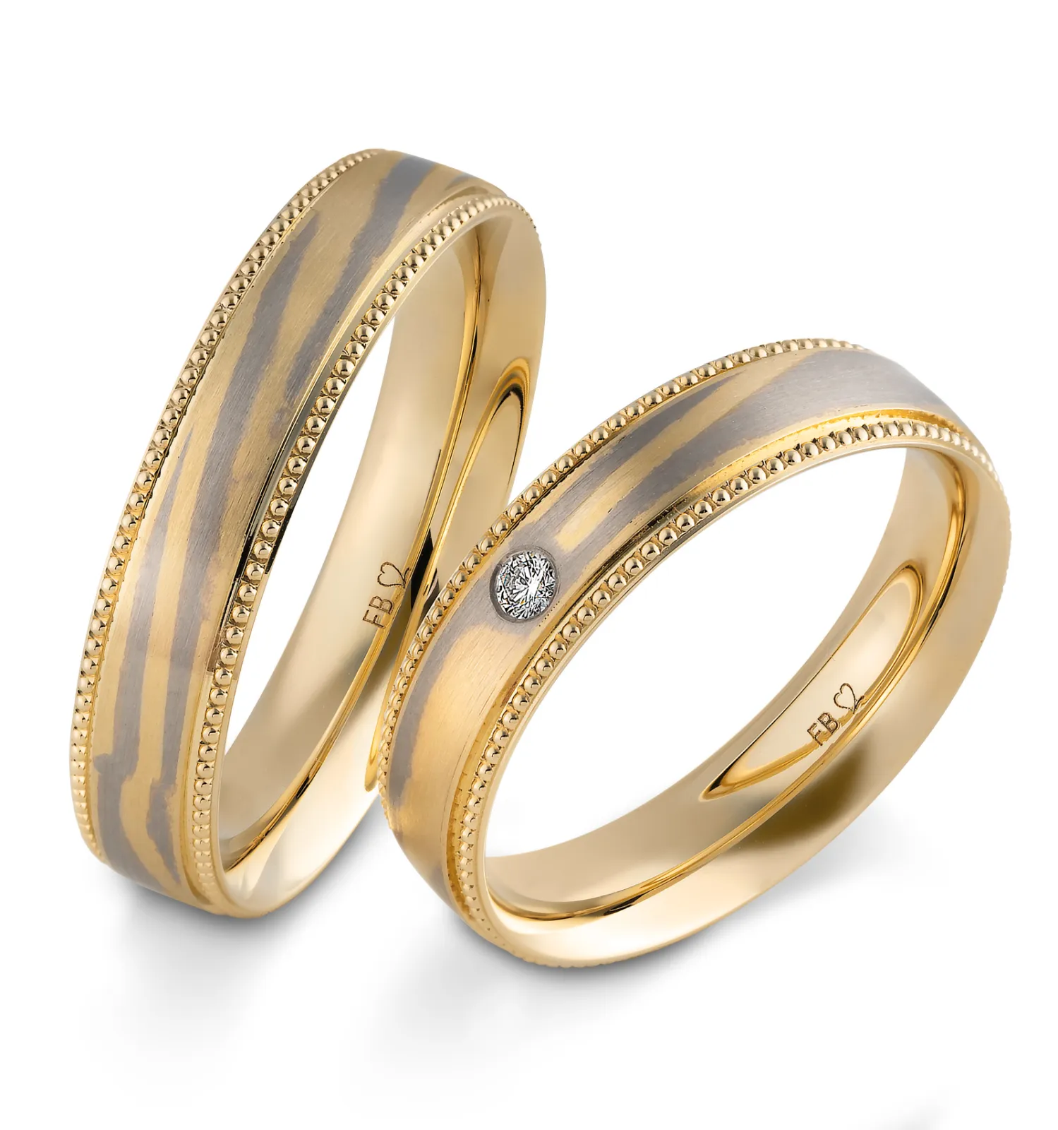 Wedding ring with mokume gane