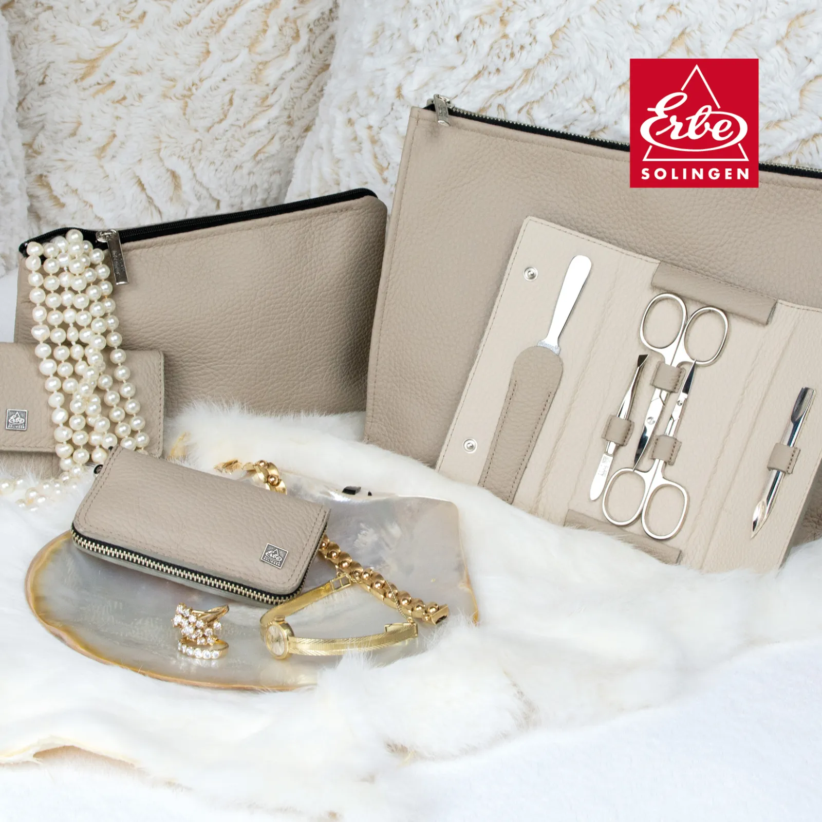 ERBE serie BEIGE - toilet bag, cosmetic bag and manicure cases