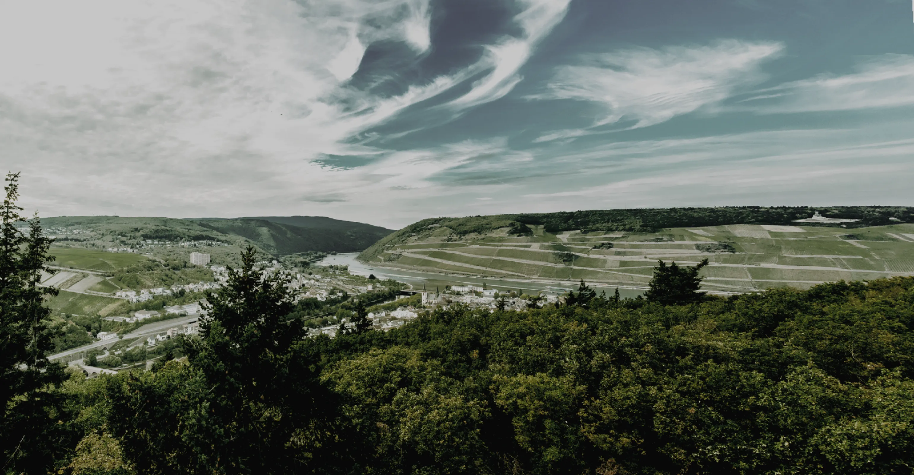 Bingen, the River Rhine and the River Nahe