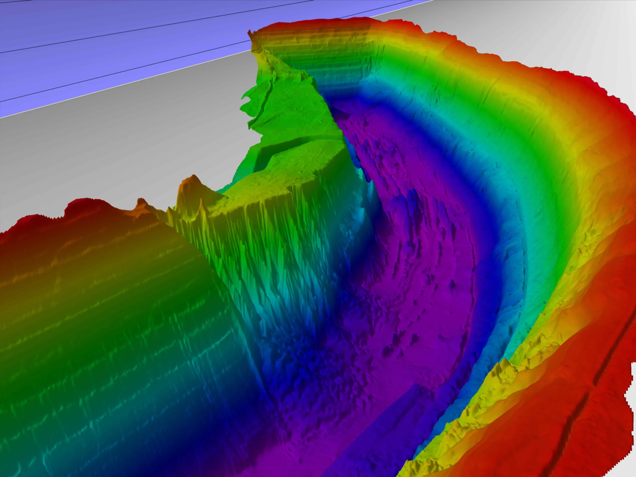 An example result of multibeam echo sounding in remediation mining.