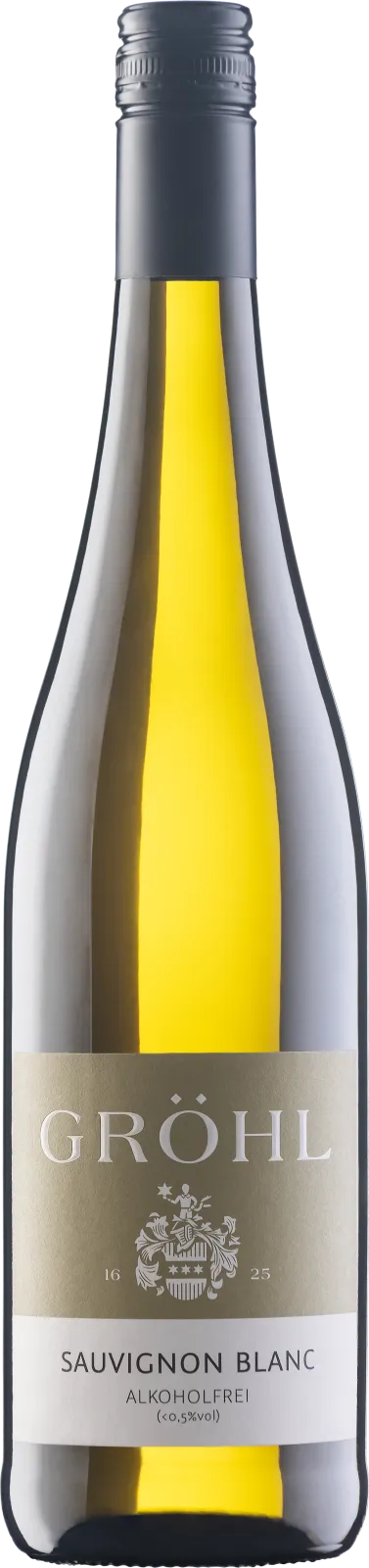 Sauvignon Blanc alcohol-free – Vibrant notes of gooseberry, passion fruit and red currant. A pleasure full of the finest aromas – without alcohol, but with full flavor! This Sauvignon Blanc impresses with its liveliness and an outstanding spectrum of aromas. On the nose, it is expressive and fresh, with notes of freshly cut grass and gooseberry. On the palate, it enchants with tropical and fruity nuances of passion fruit, kiwi and red currant.  No alcohol, no compromise! Find more information here: https://weingut-groehl.de/weine/alkoholfrei/sauvignon-blanc-alkoholfrei