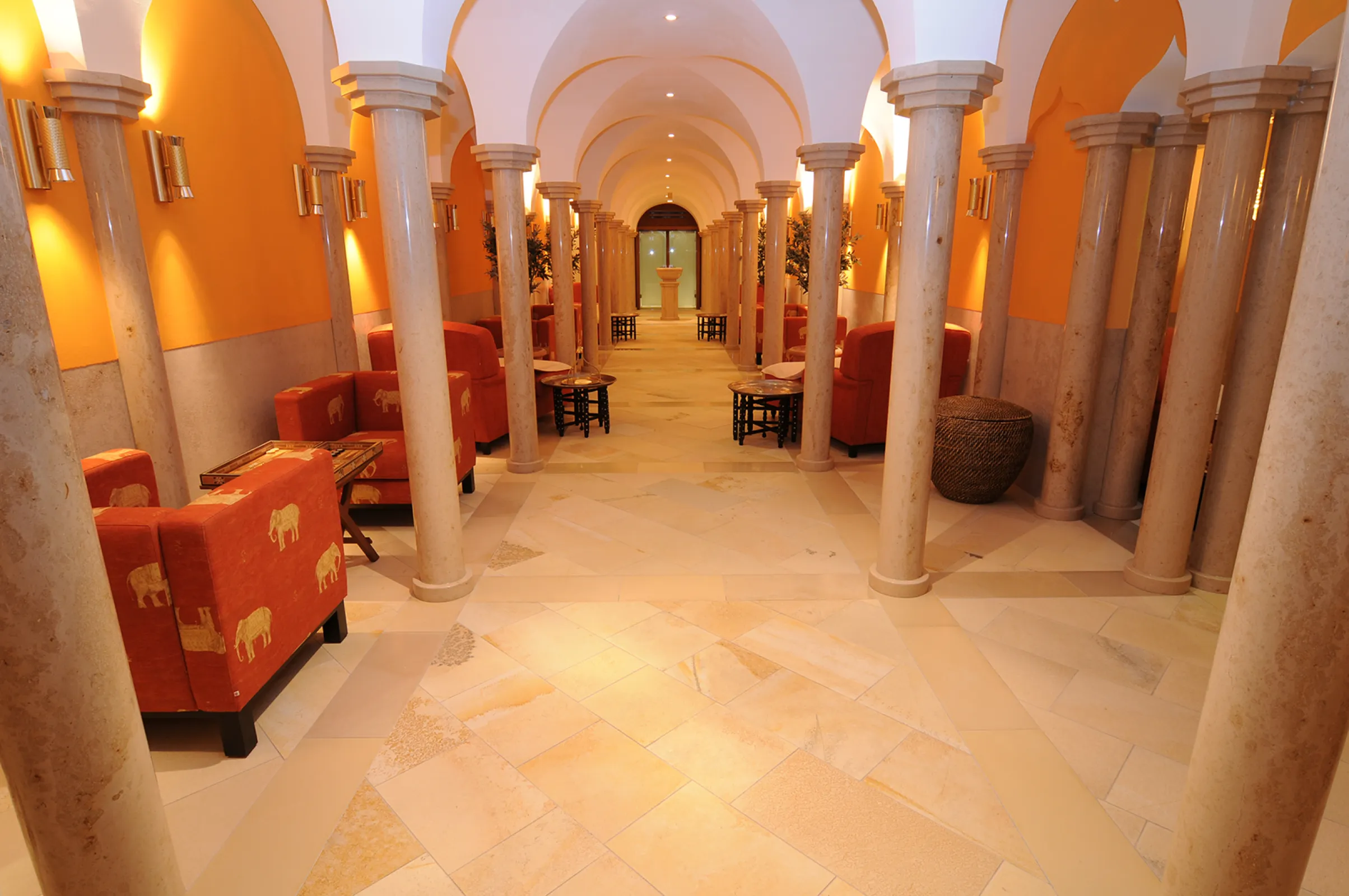 Castle "Elmau" Germany - Solnhofer Natural Stone flooring & JURA Limestone column