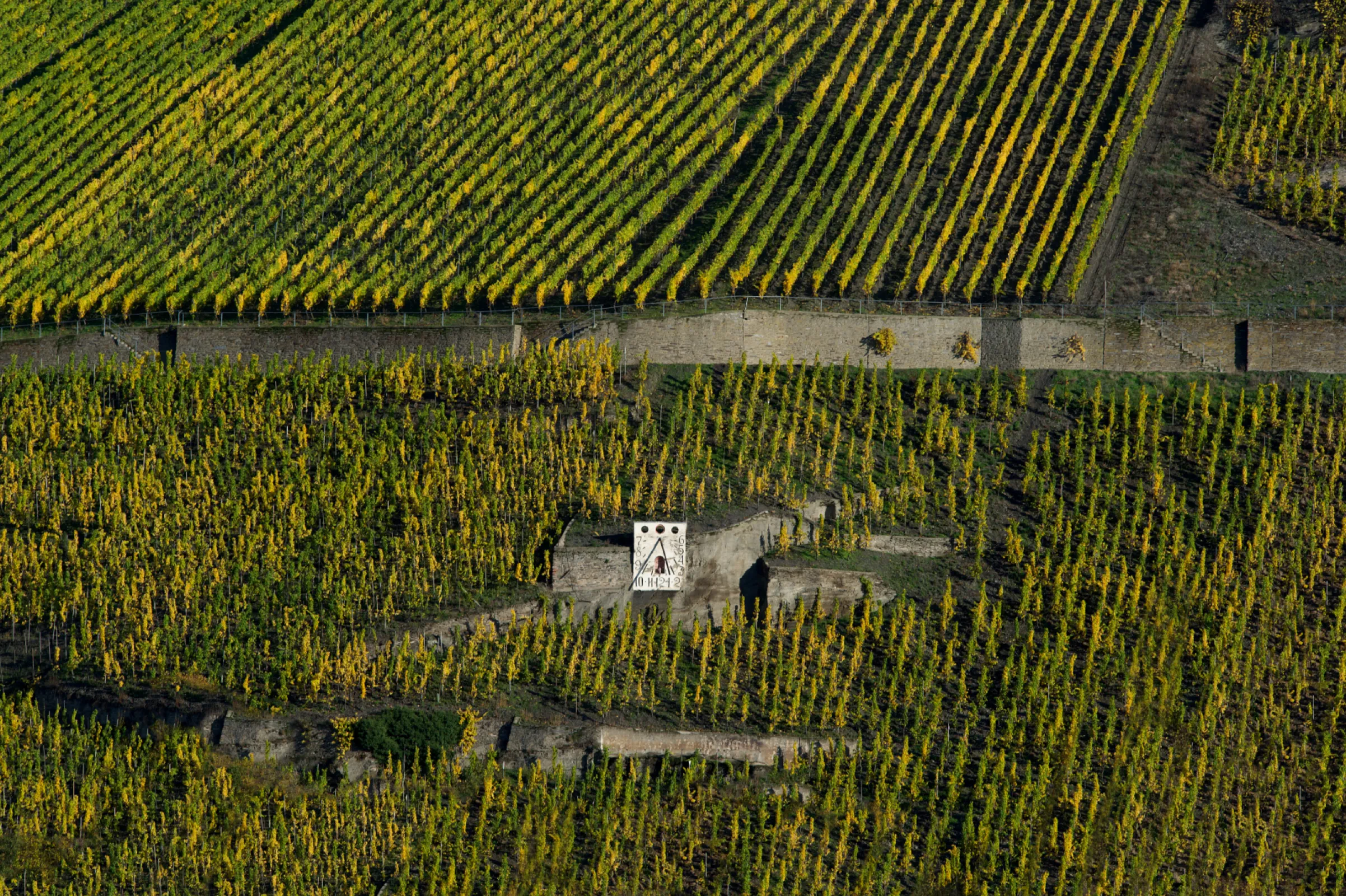 view onto the sundial of Zeltingen (Sonnenuhr)