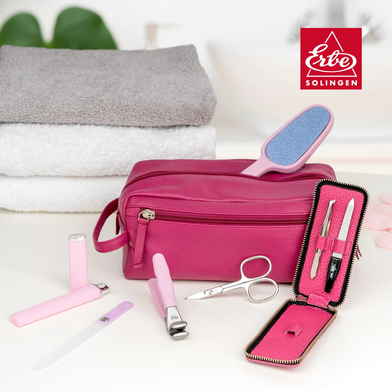 ERBE colourful and wide range - ERBE toilet bag 9899 | ERBE manicure case LONGO 9754 | ERBE glass nail file 19666 | ERBE nail clipper SOFT GRIP 92692 | ERBE ceramic foot rasp 92062