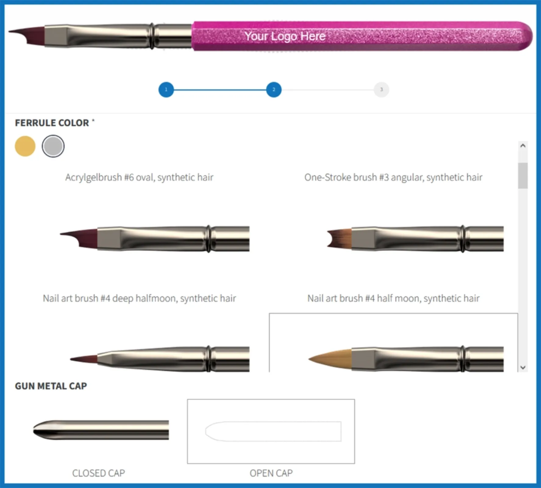 Nail brush configurator - Design your individual nail brush in just 4 steps