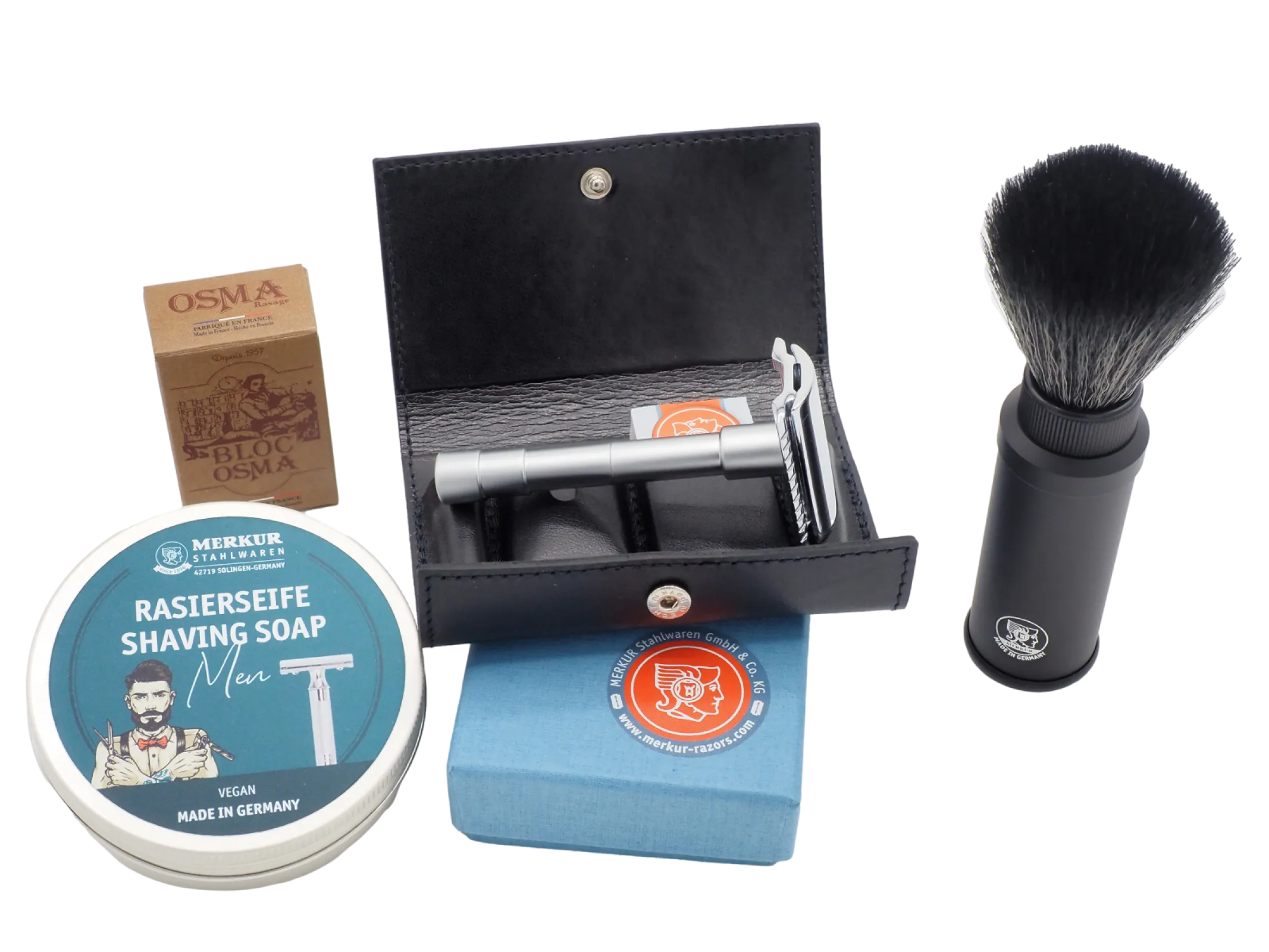 MERKUR DE RAZOR PLUS SHAVING BRUSH AND ACESSORIES