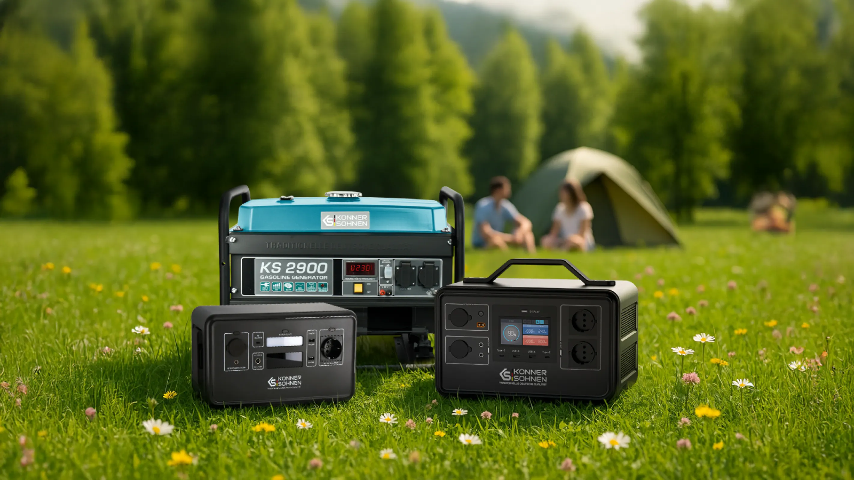 Gasoline generator from Könner & Söhnen® and portable power stations