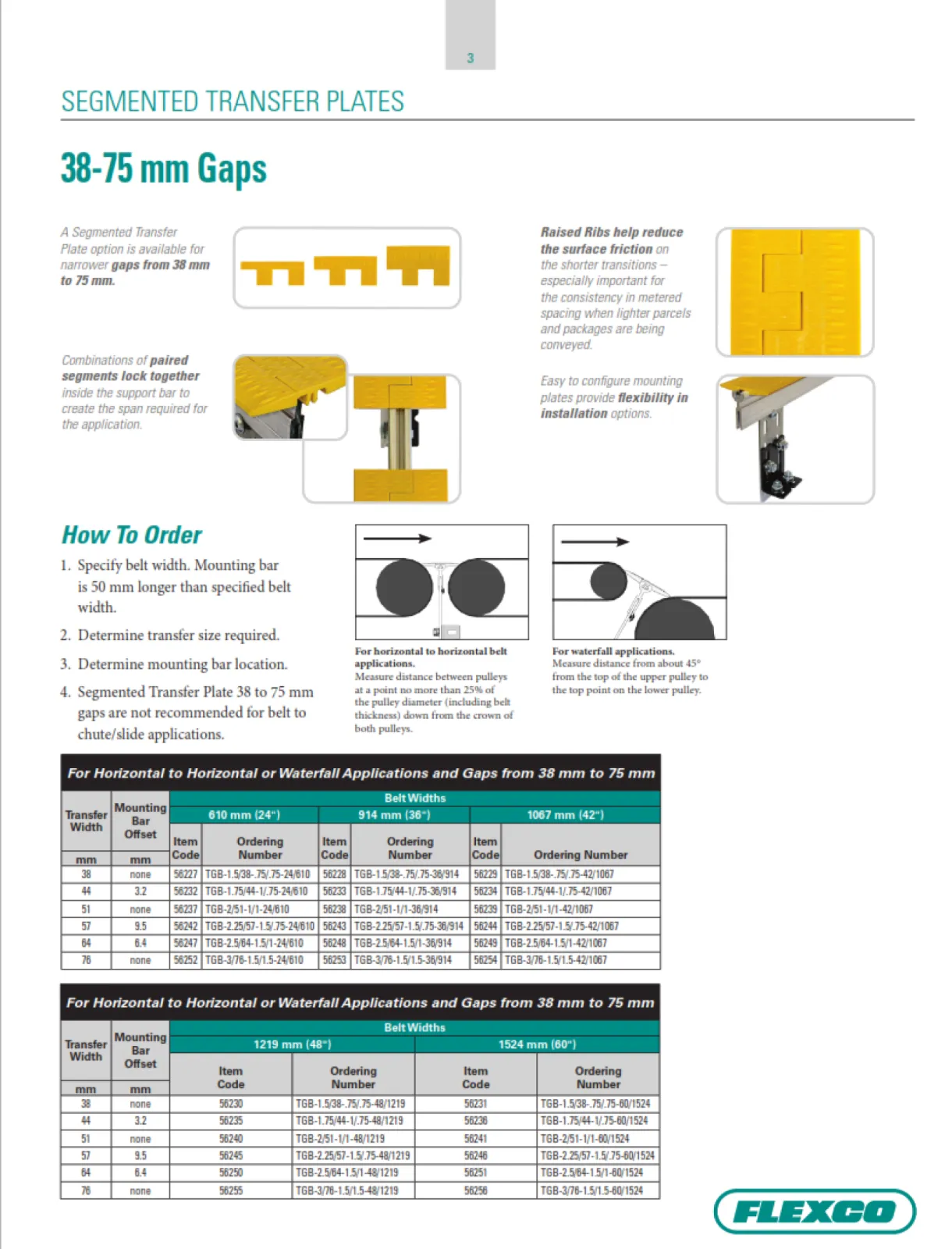 Segmented Transfer Plates | Prevent Product Loss at the Transfer Point | 38-75 mm Gaps