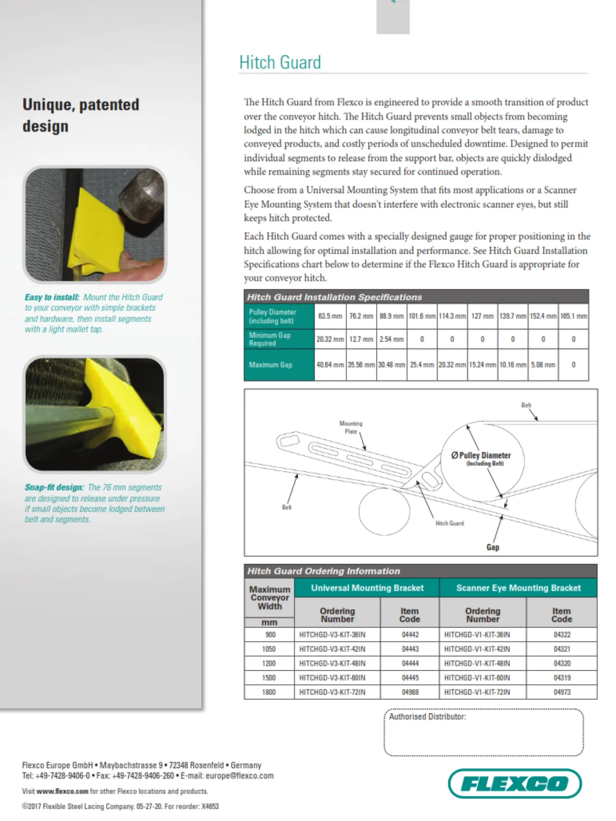 Segmented Transfer Plates | Hitch Guard - provide a smooth transition of Product over the conveyor hitch