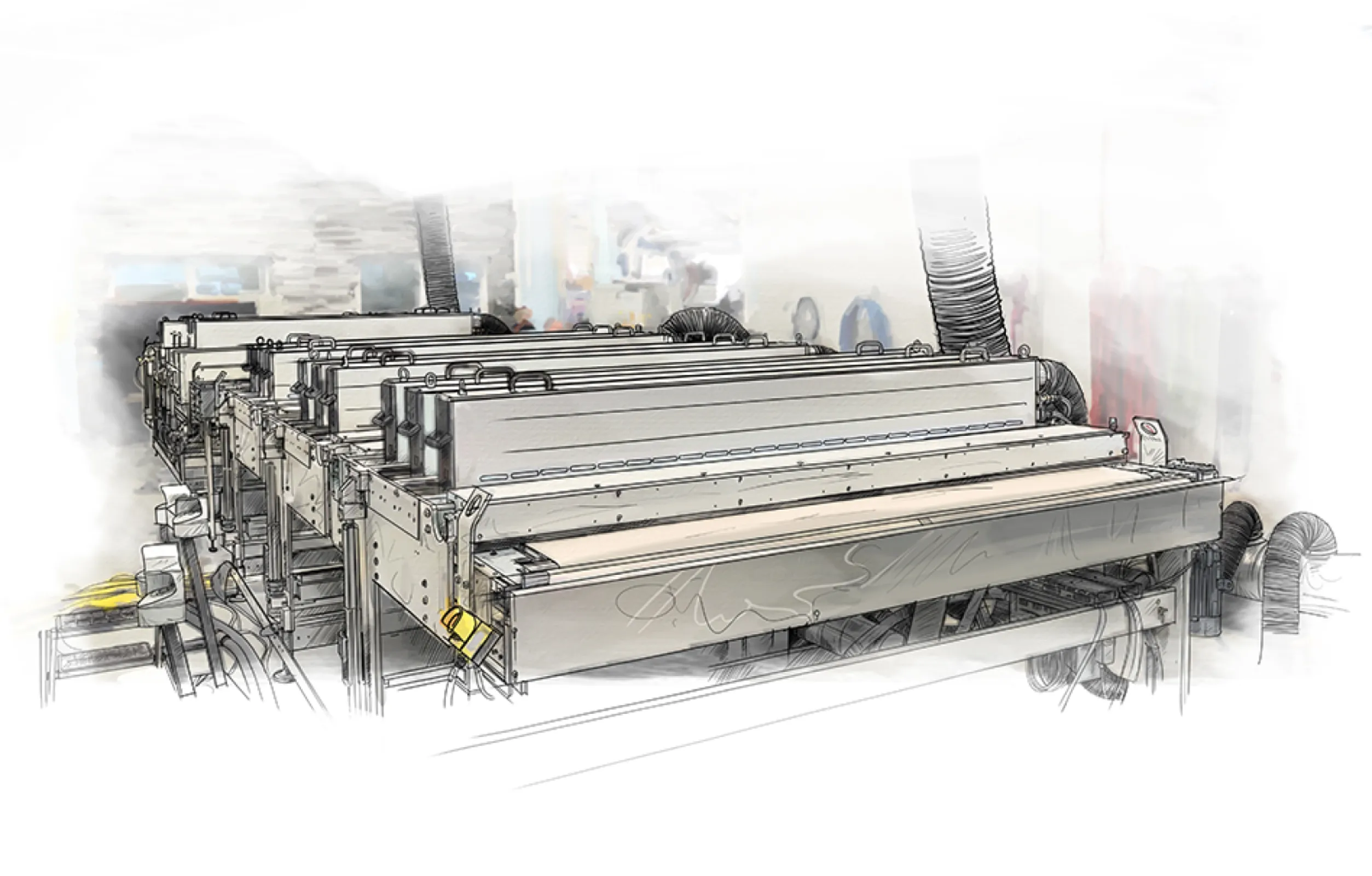 Woodline US 3x3 UV: Equipped with a total of 15 UV units for the production of lacquered wooden floors