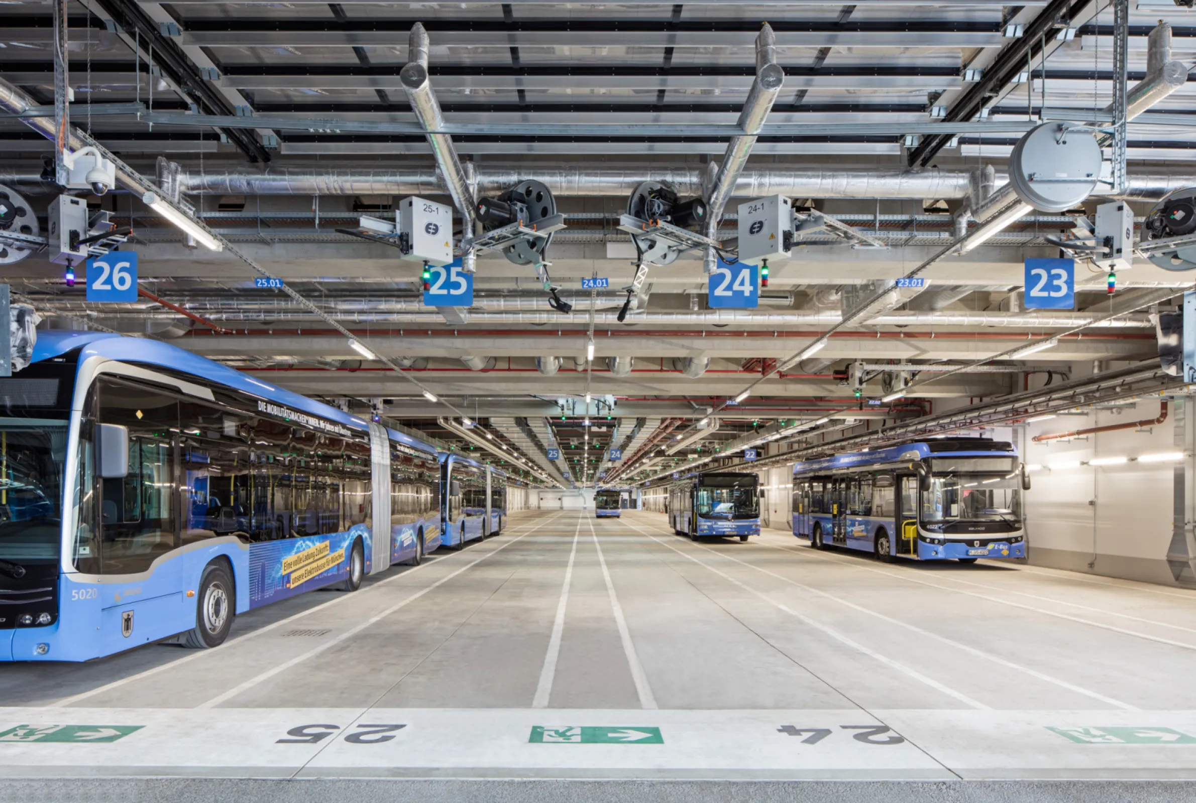 View of the bus parking garage