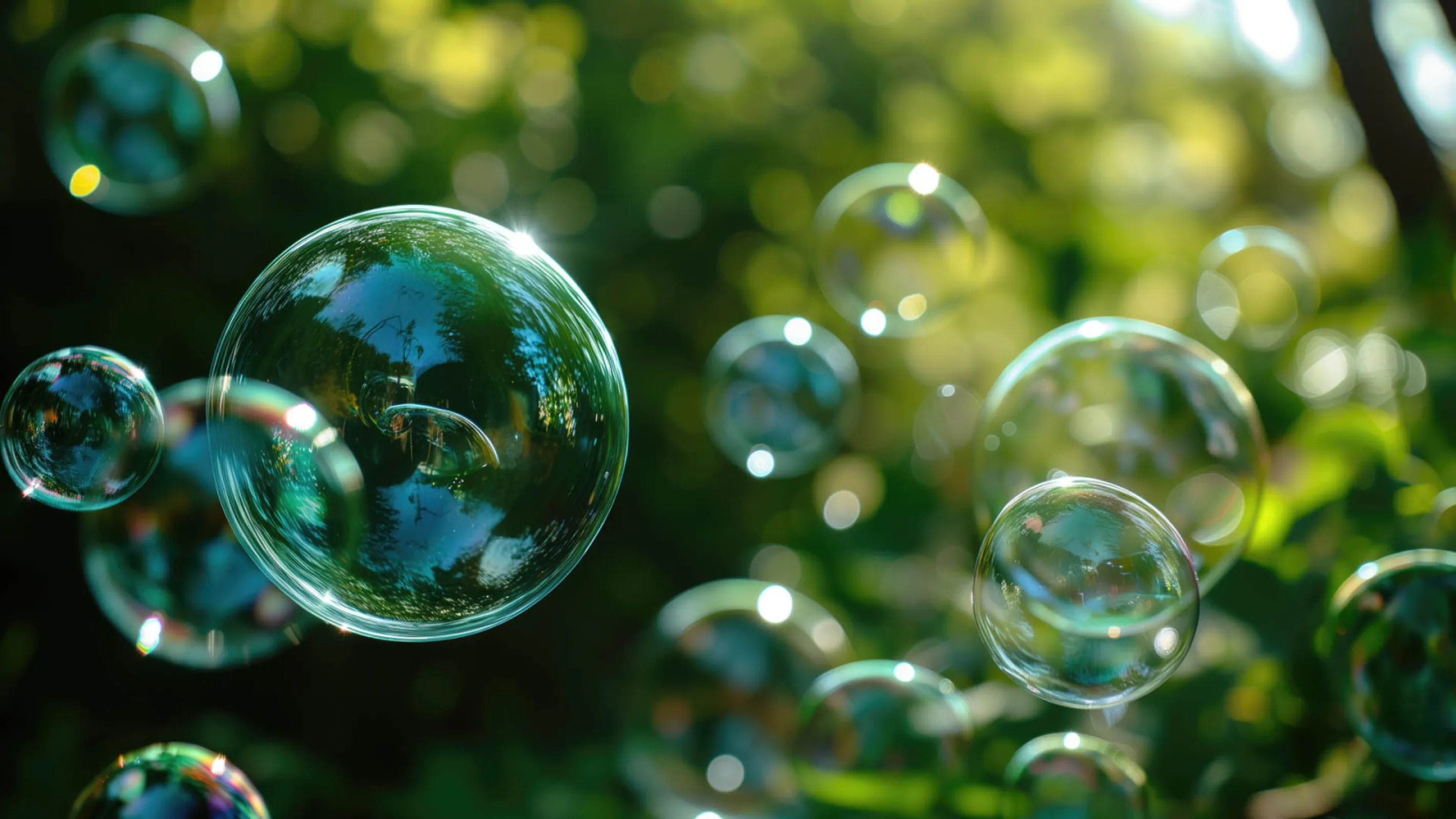Bubbles-in-front-of-green-tree-and-nature