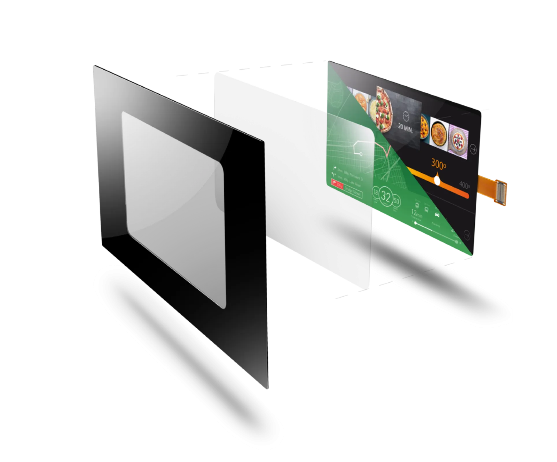 Bonding of printed overlay films on HMI devices