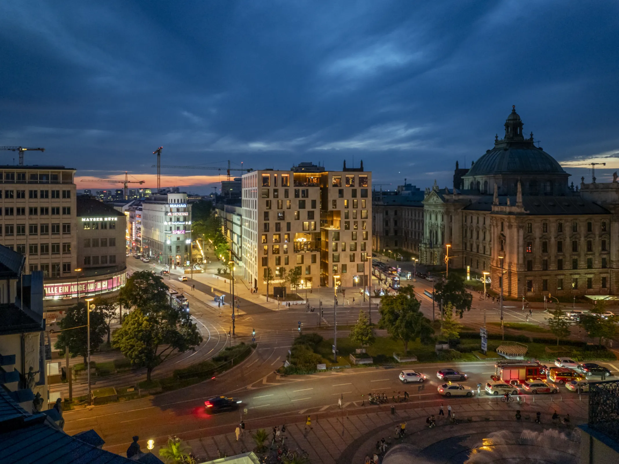 Hotel Koenigshof in Munich, Germany at night