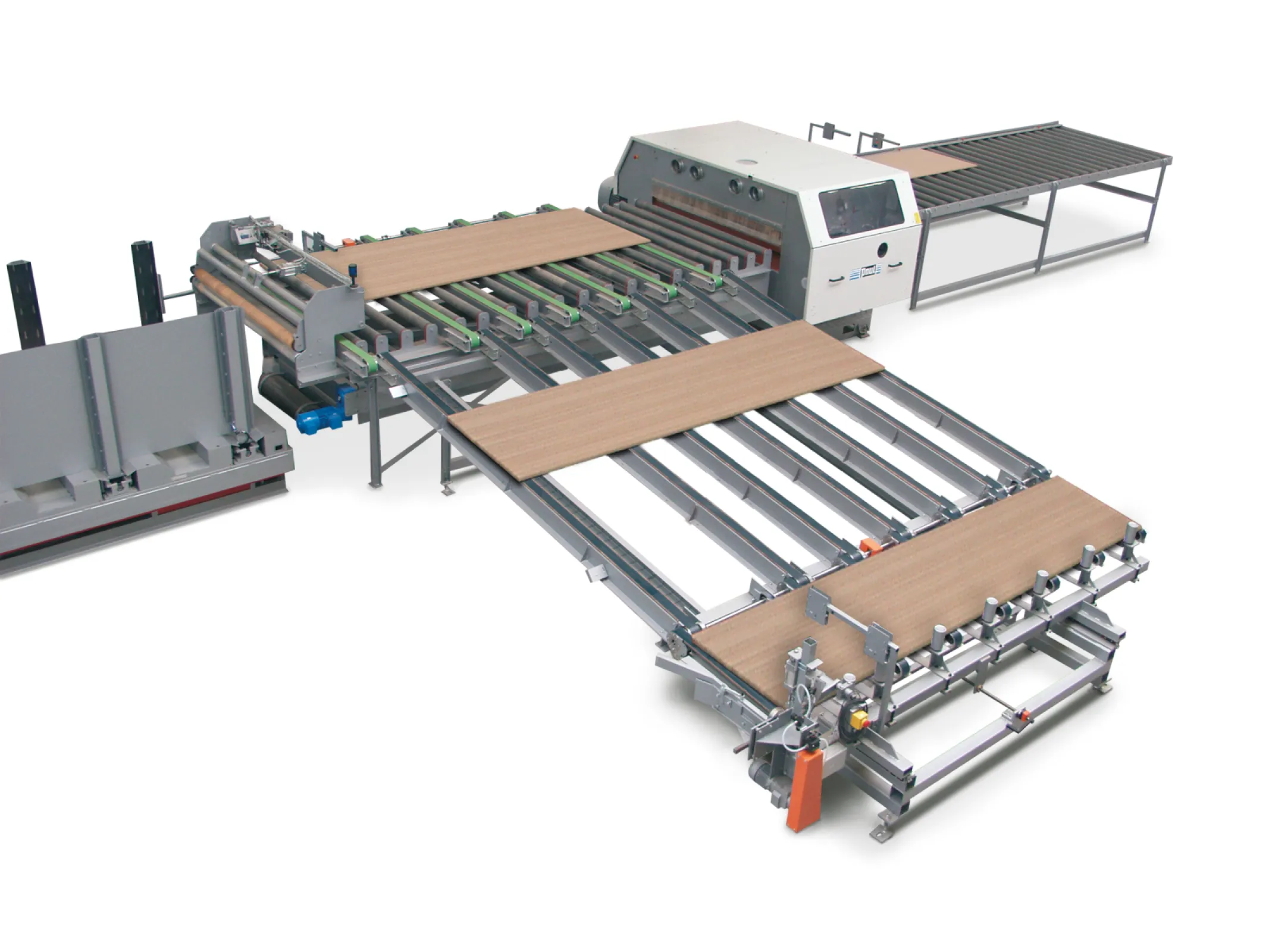 Panel rip system comprising a multirip circular saw followed by a singulator  for feeding a planer, with optional stacking  system