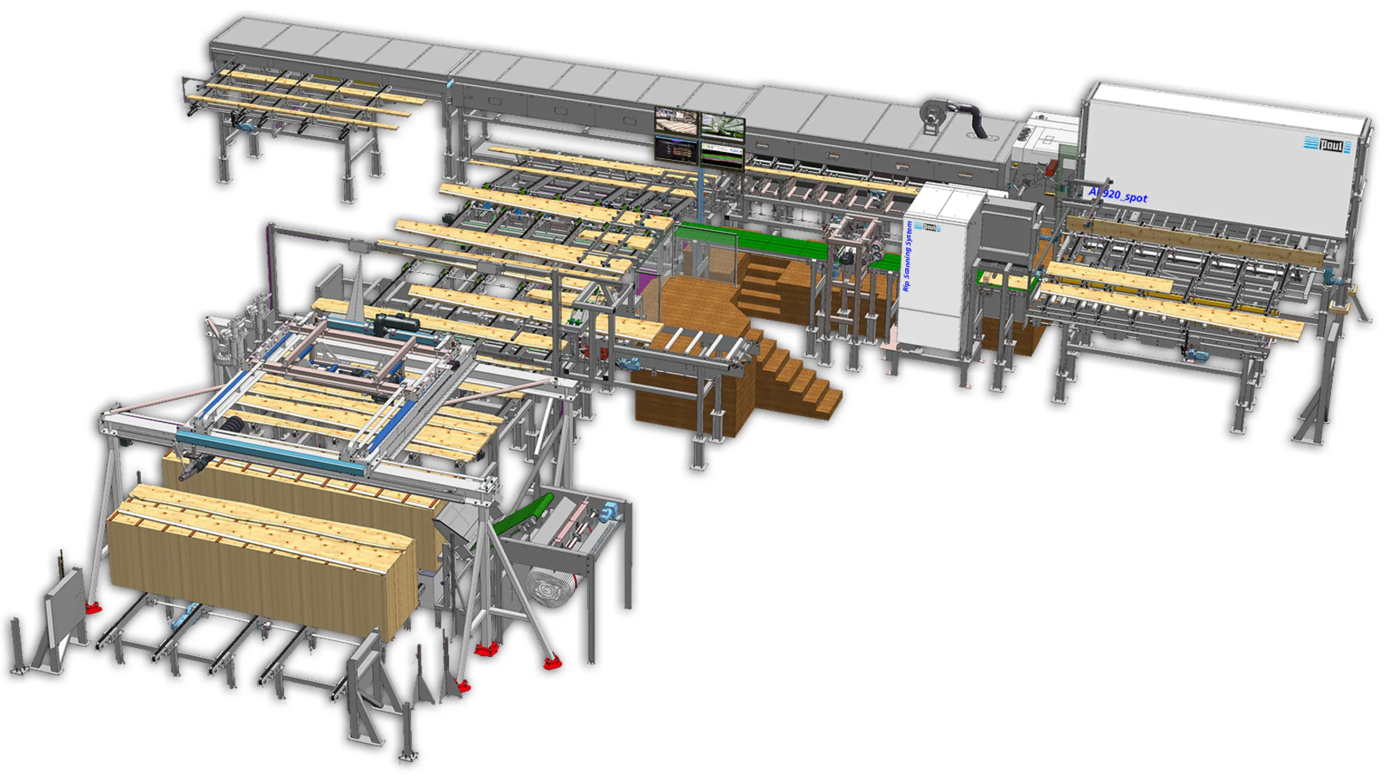 Optimizing Ripping System with destacking and scanner