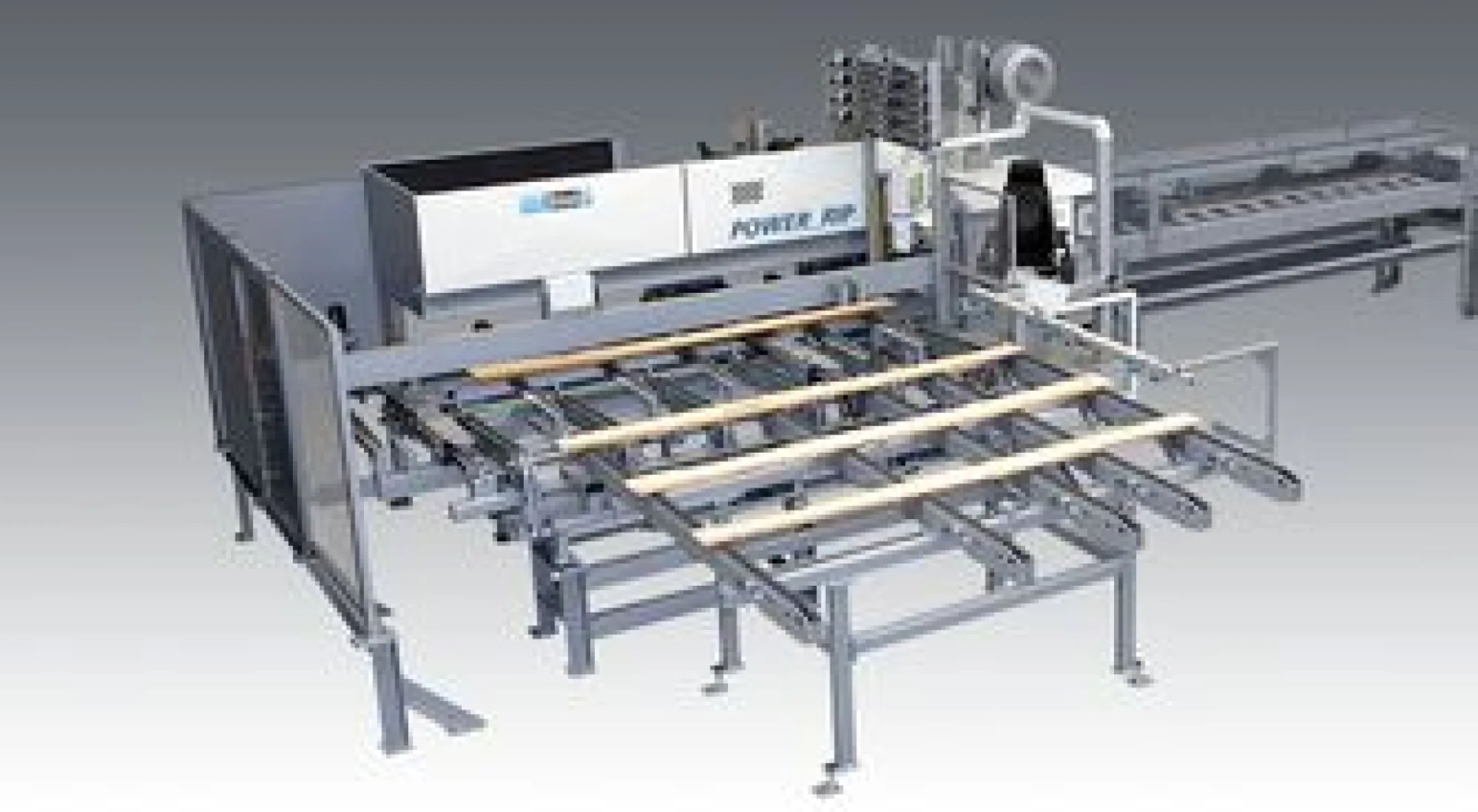 The AB-MA_EXT was specifically designed for the optimized feeding of high-grade timber. In combination with PAUL ripsaws, these systems can be operated either fully automatically or with manual intervention. The workpieces are first measured automatically. By means of laser lines it is then indicated to the operator where cutting will be effected. If he does not agree to the cutting pattern suggested, he can easily adjust it from his seat using a joystick.