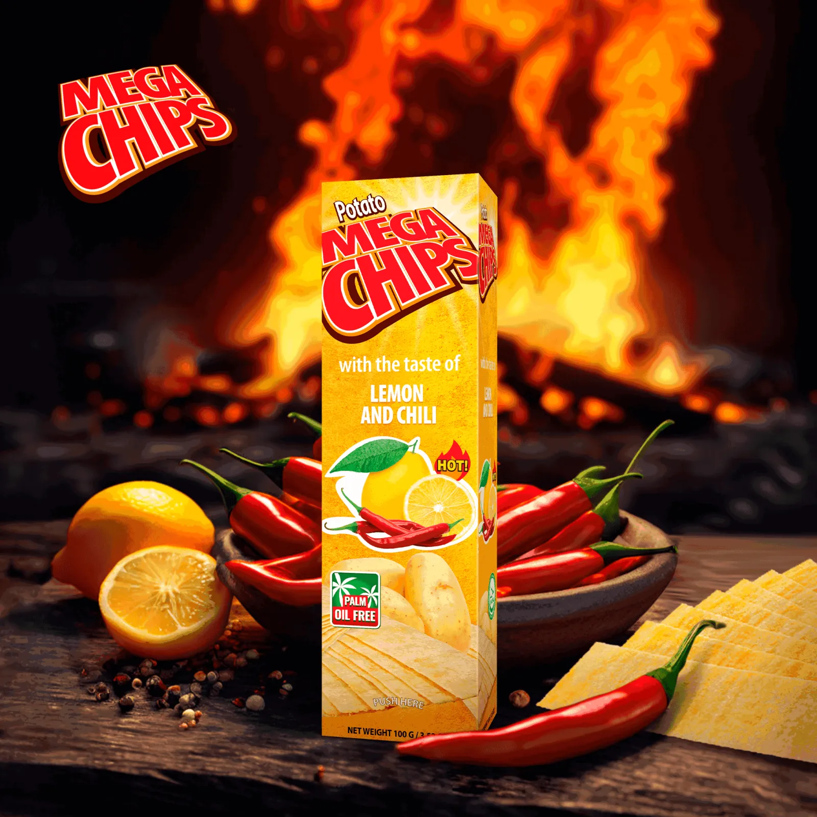 Potato Mega Chips with the taste of Lemon and Chili