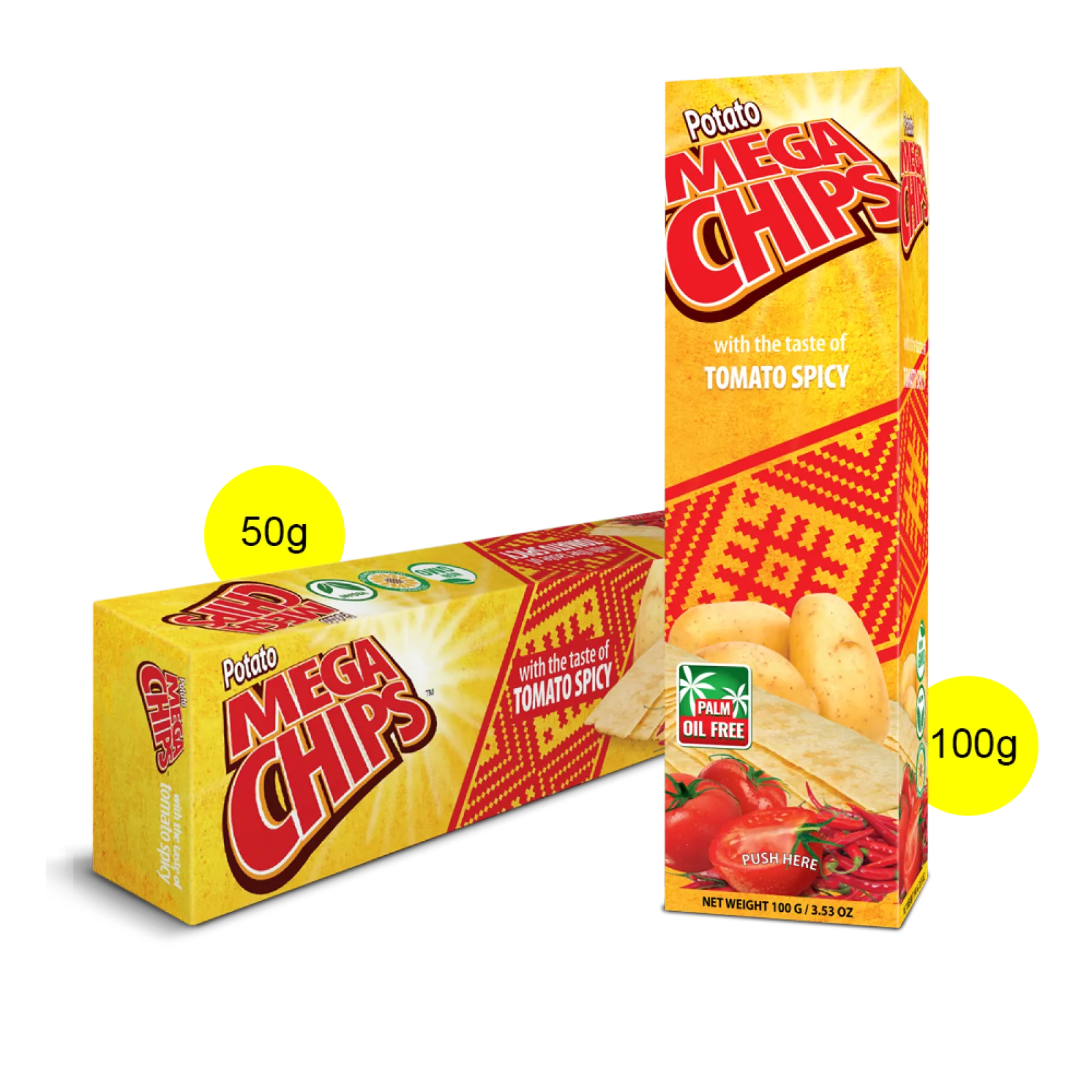 Potato Chips Mega Chips with the taste of Tomato Spicy, grammage