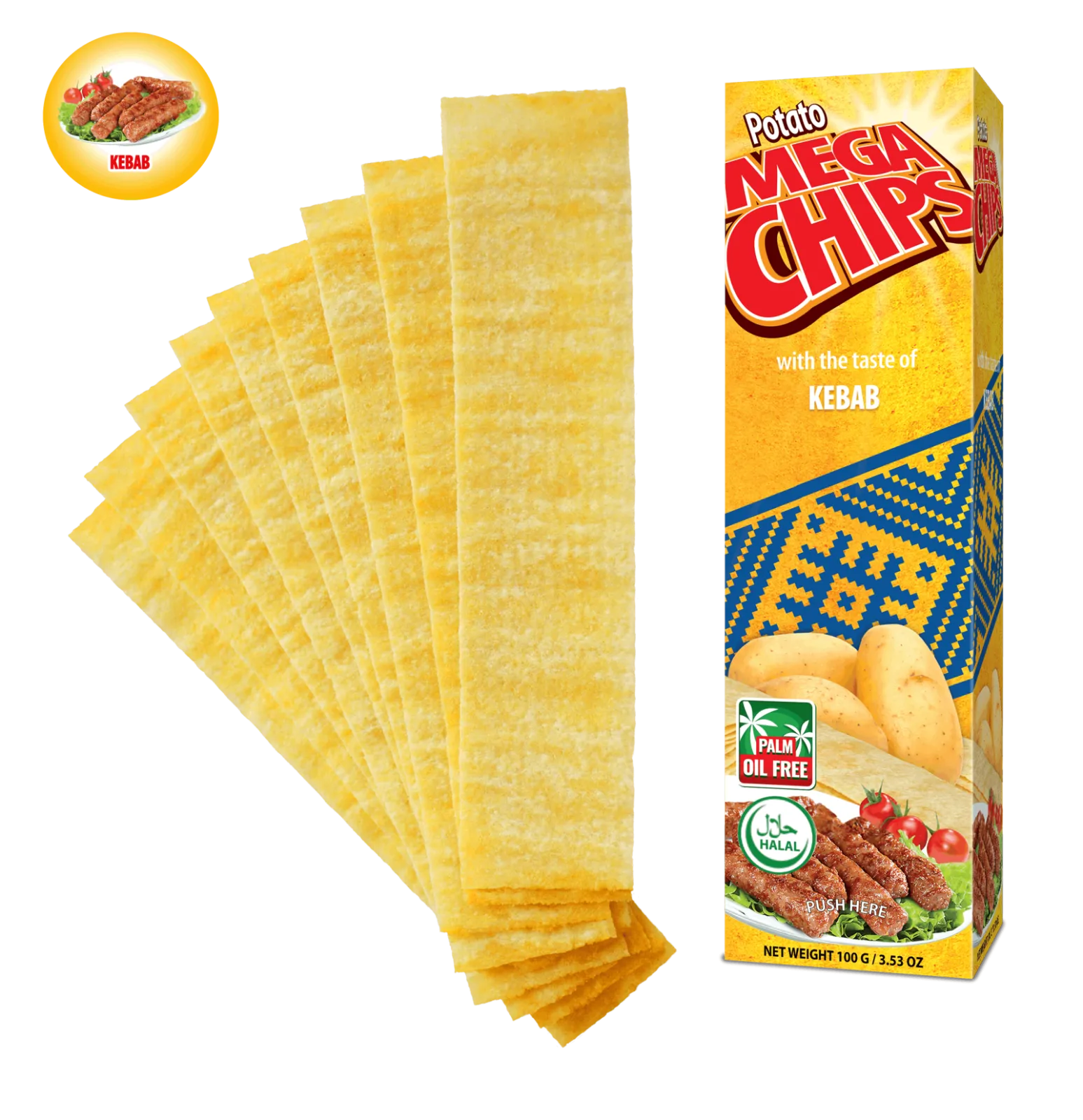 Potato Chips Mega Chips with the taste of Kebab