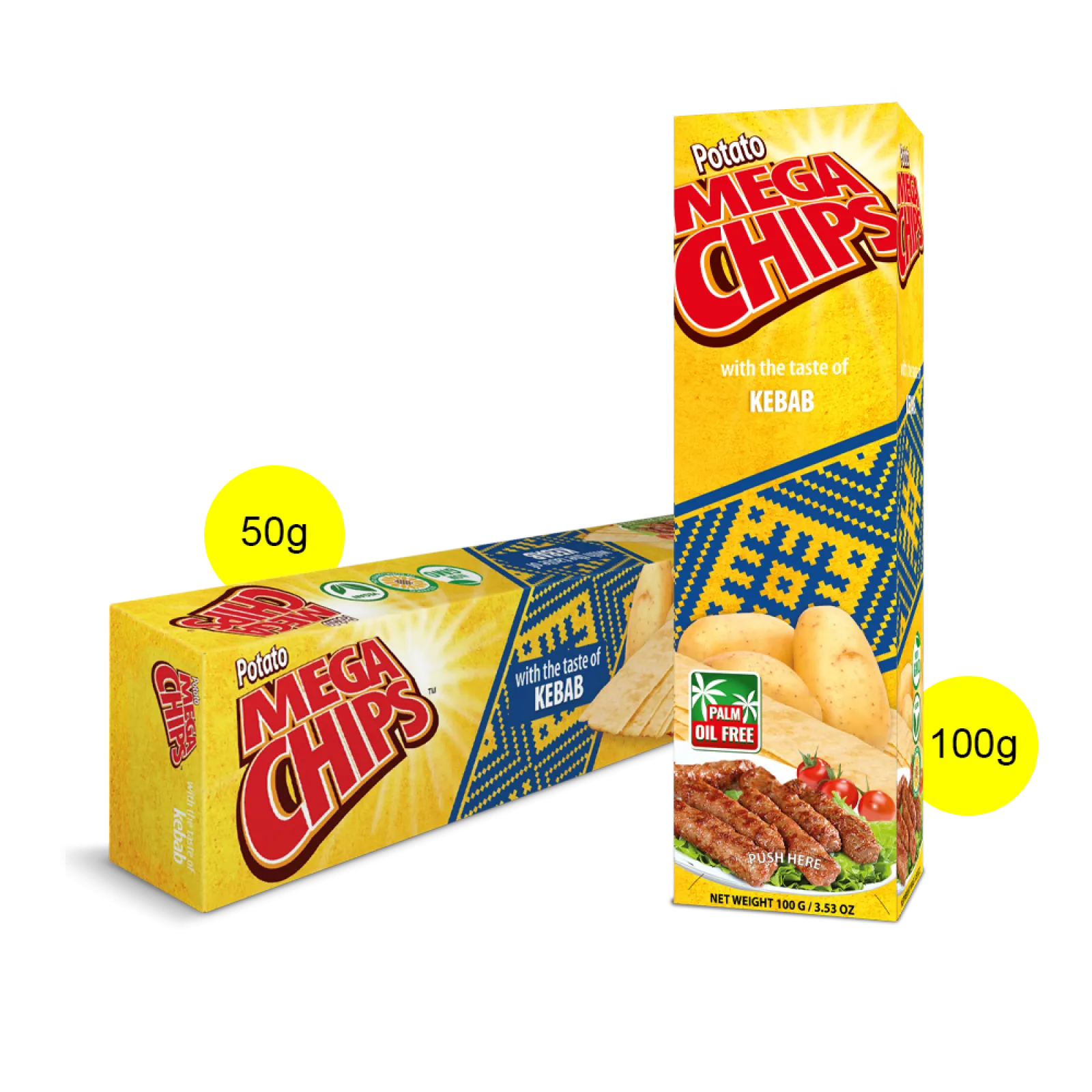 Potato Mega Chips with the taste of Kebab, grammage