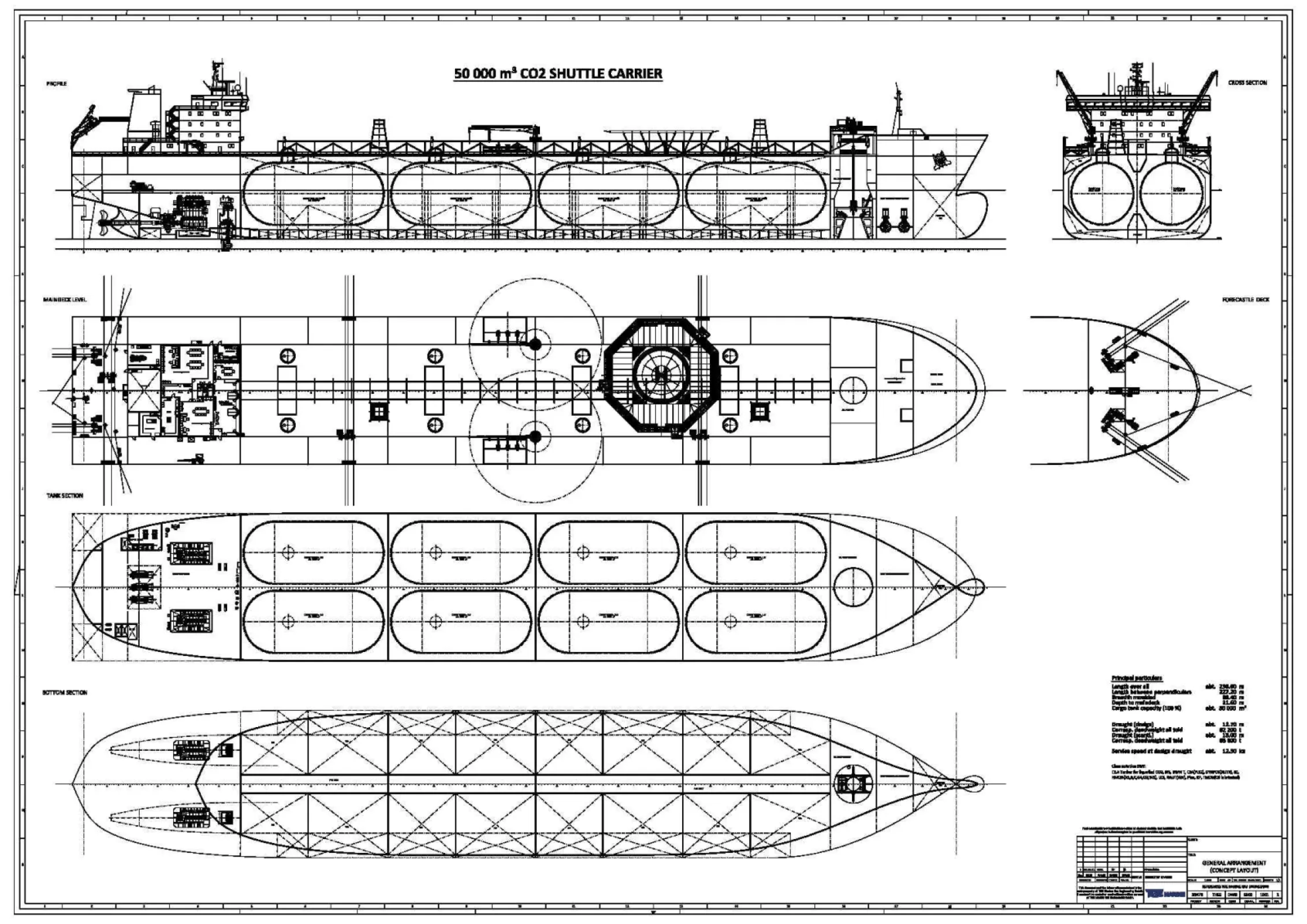 General Arrangement of a 50,000 cbm CO2 Shuttle Carrier