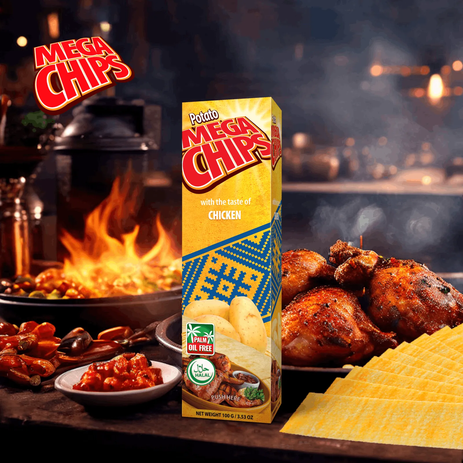 Potato Mega Chips with the taste of Chicken