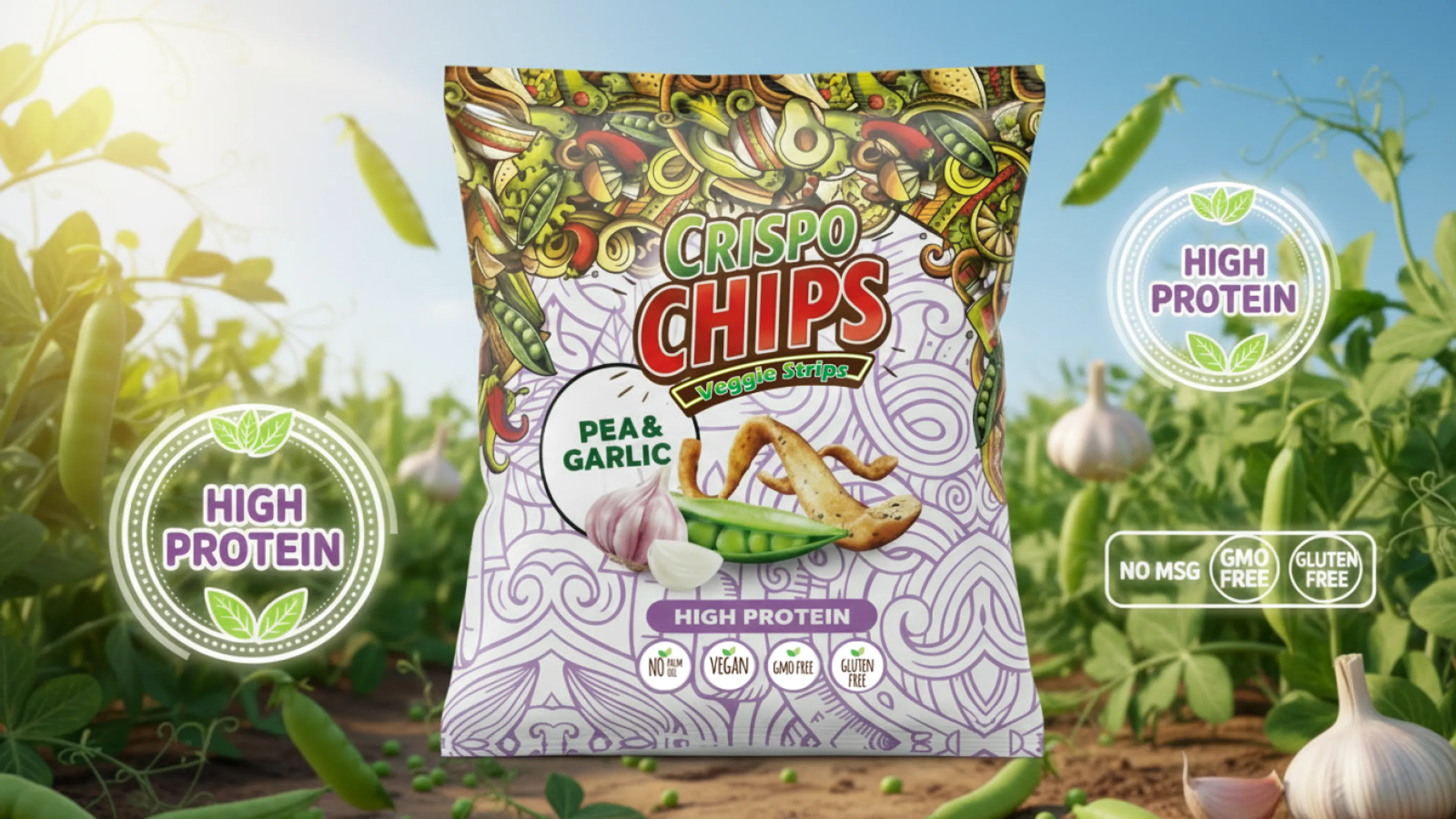 CRISPO CHIPS Veggie Strips with Pea & Garlic