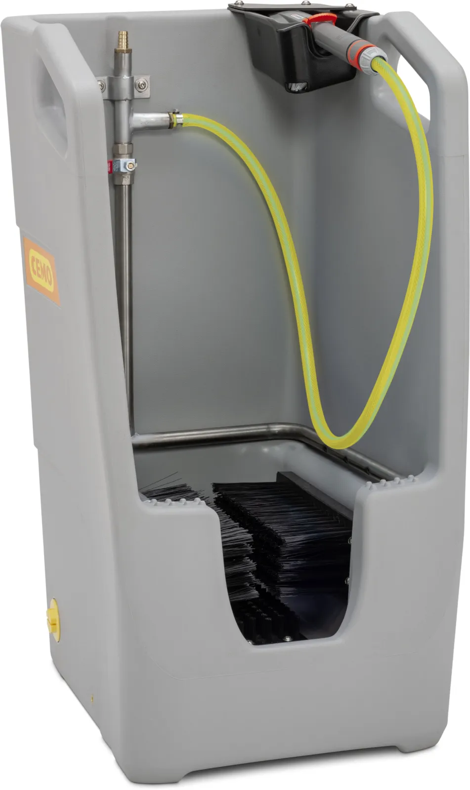 Boot cleaner with integrated sump and hand brush