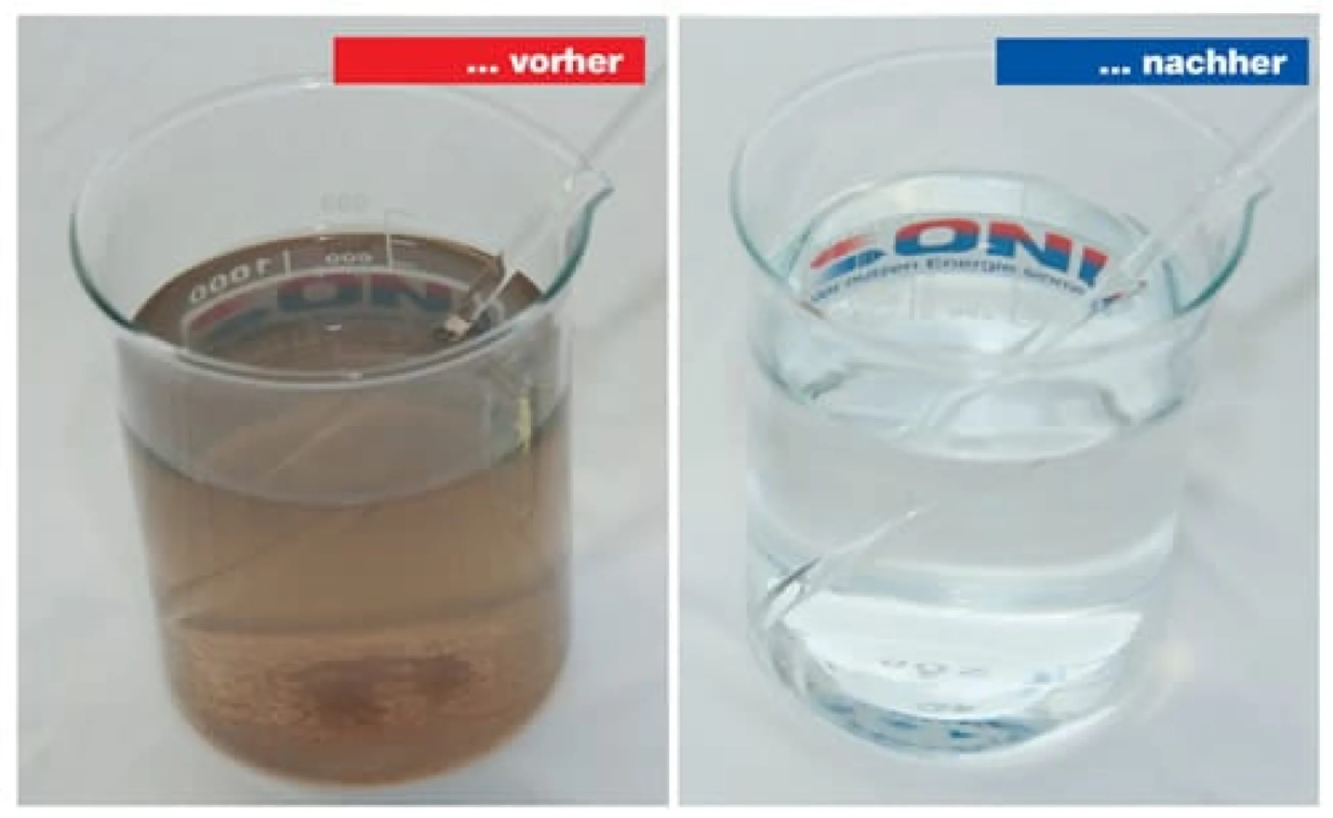 Use of ONI-AquaClean (before/after)