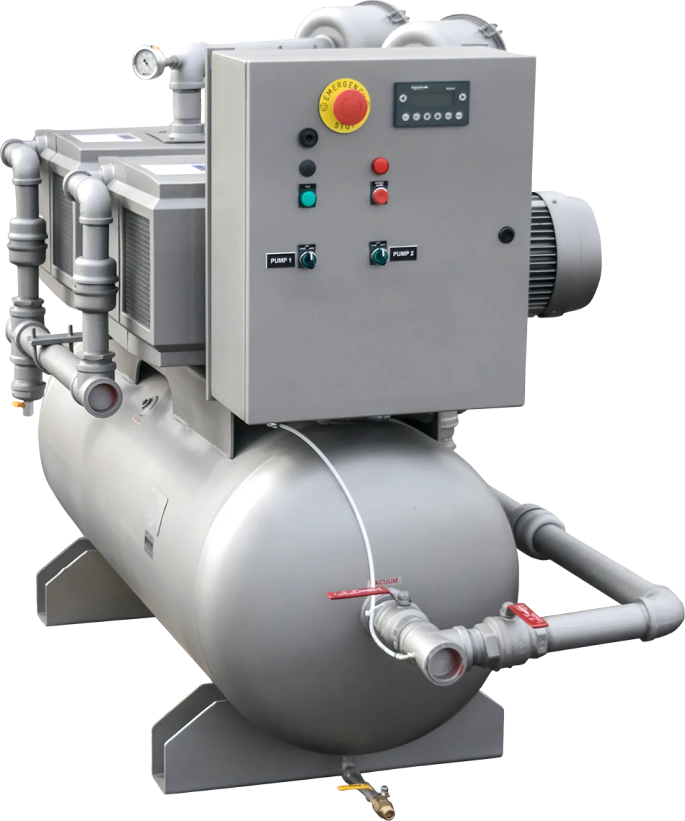 Oil rotary vane pump vacuum system