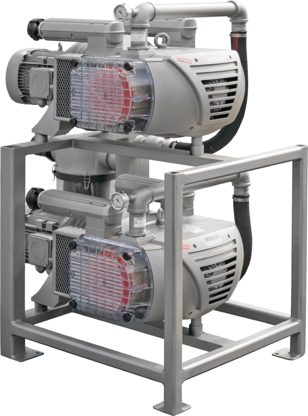 Large dry rotary vane vacuum pump system