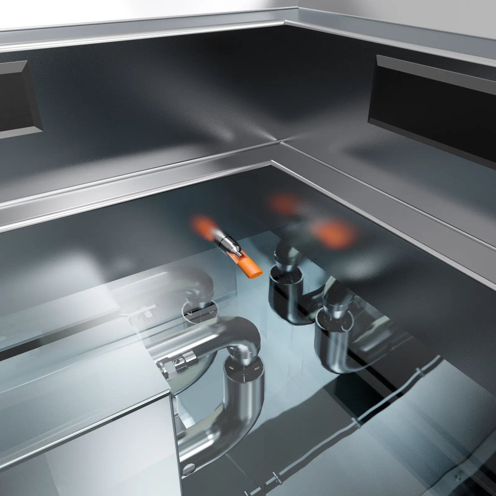 Water tank for pressure tests on plastic pipes