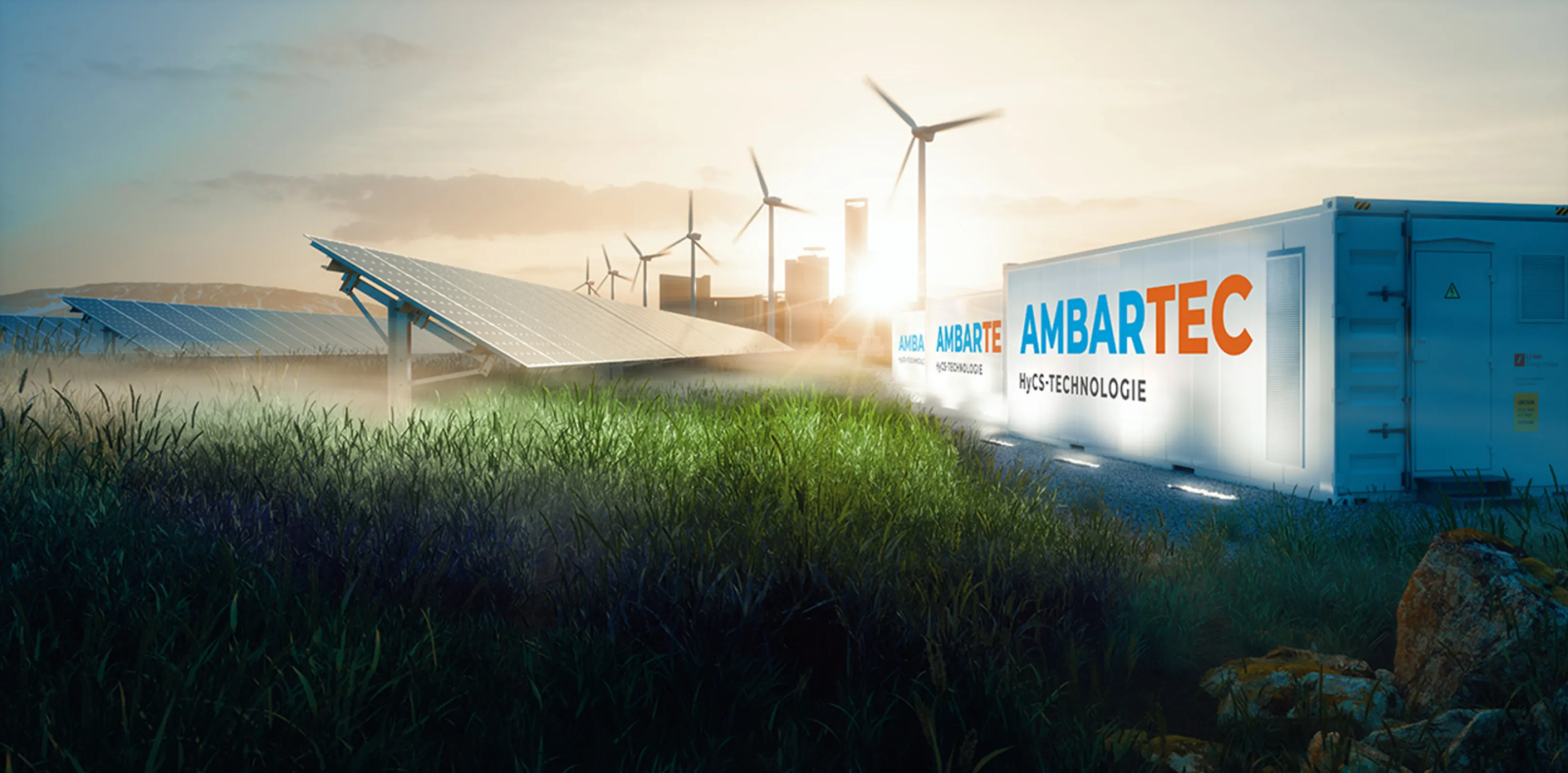 Storage and transport of renewable energy via hydrogen using standard containers.