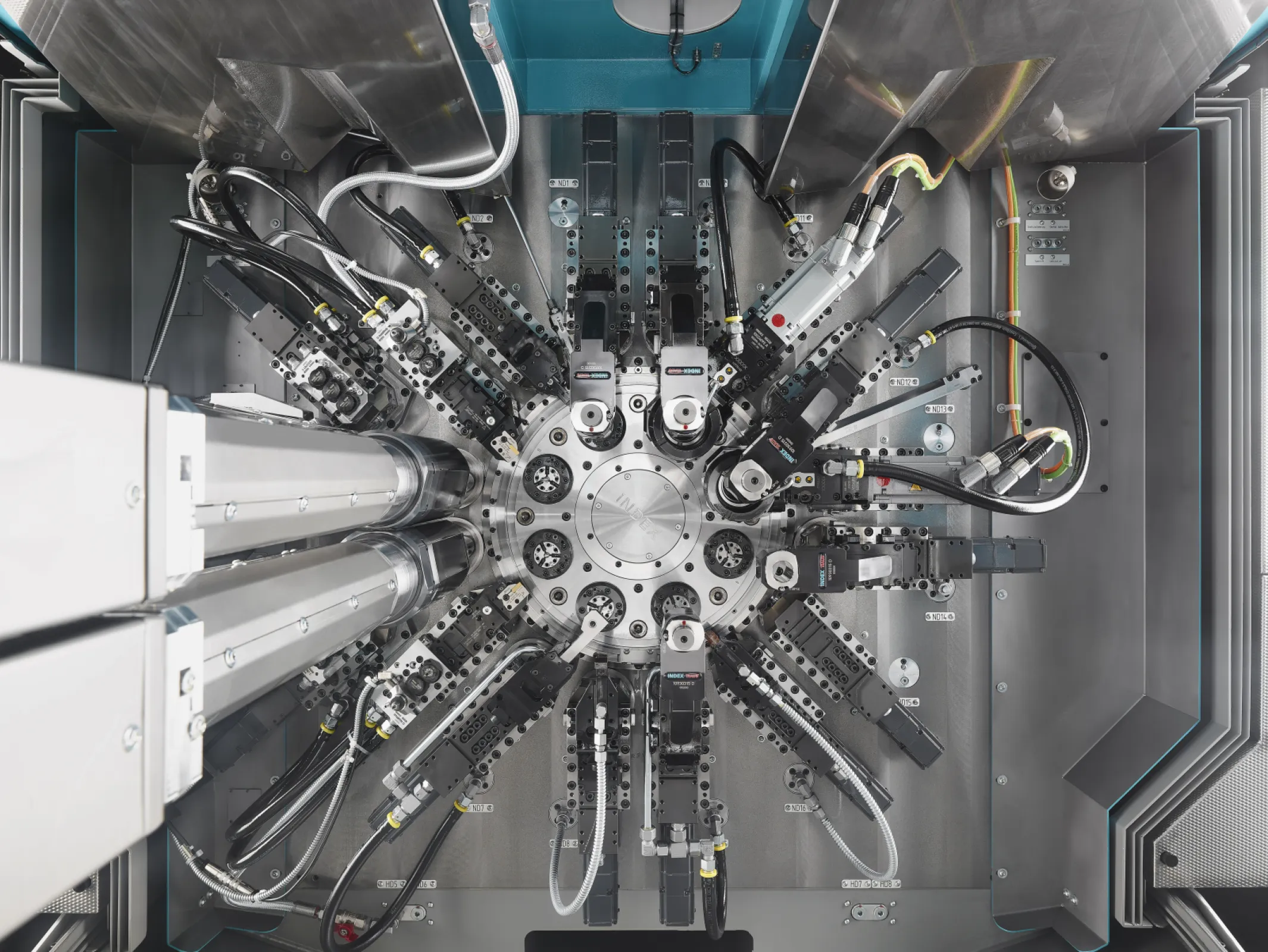 Multi-spindle machines INDEX Multi-spindle machines combine the advantages of CNC technology with those of cam-controlled machines. They can be used not only for series production of a wide range of precision parts but also for small series due to their extremely short setup times. Whatever the application, these multi spindle turning machines impress with their high performance. Multi-spindle machines INDEX Multi-spindle machines combine the advantages of CNC technology with those of cam-controlled machines. They can be used not only for series production of a wide range of precision parts but also for small series due to their extremely short setup times. Whatever the application, these multi spindle turning machines impress with their high performance.