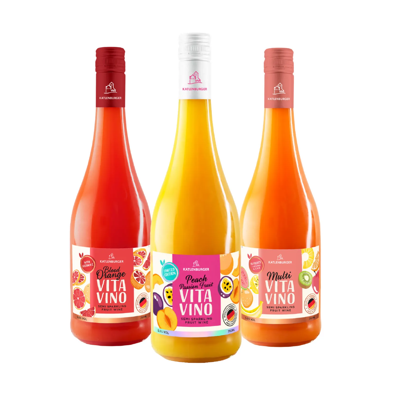 Vita Vino Blood Orange, Multi Fruit and new variant Peach Passion Fruit