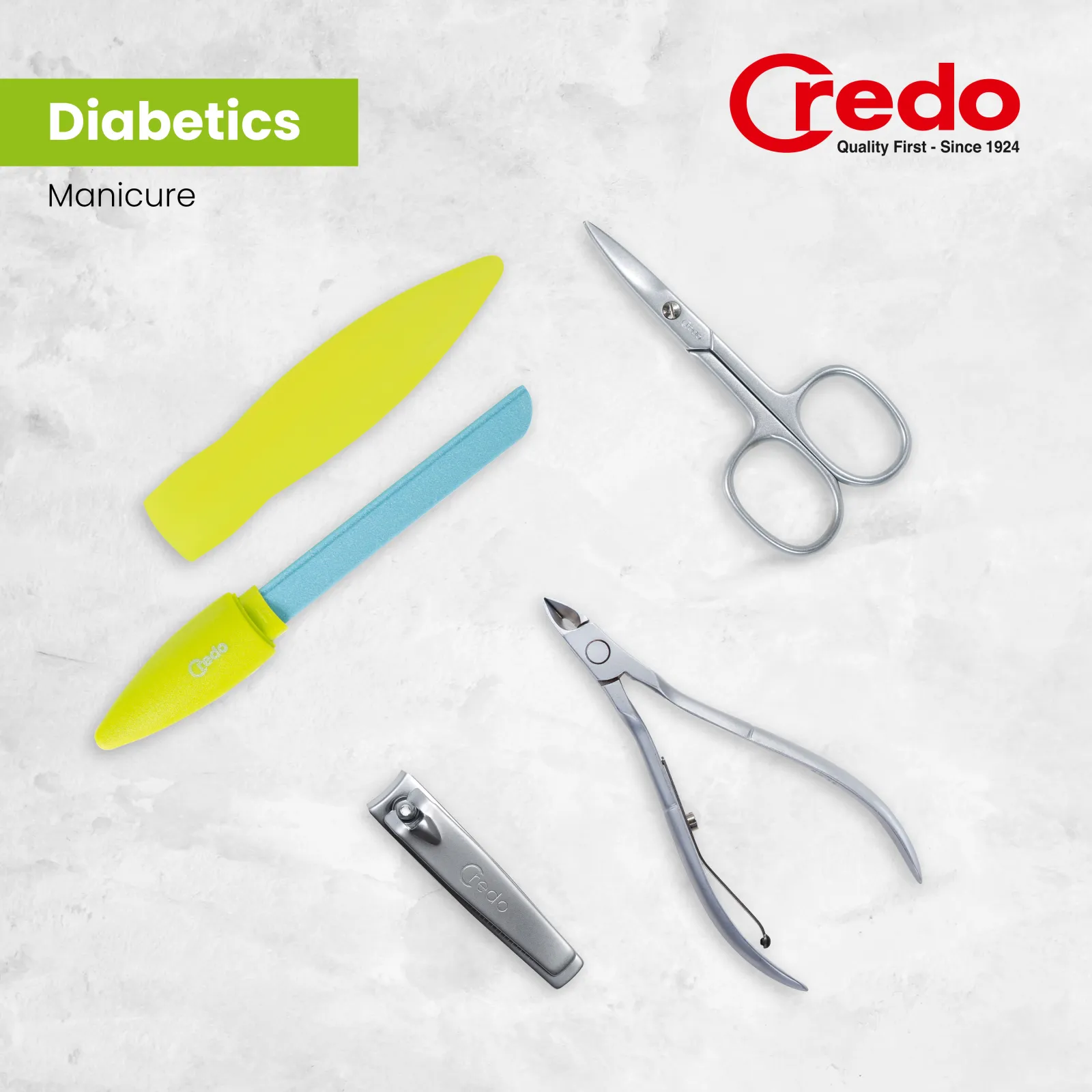 Diabetics manicure instruments (ceramic nail file, nail clippers, cuticle nippers, nail scissors)