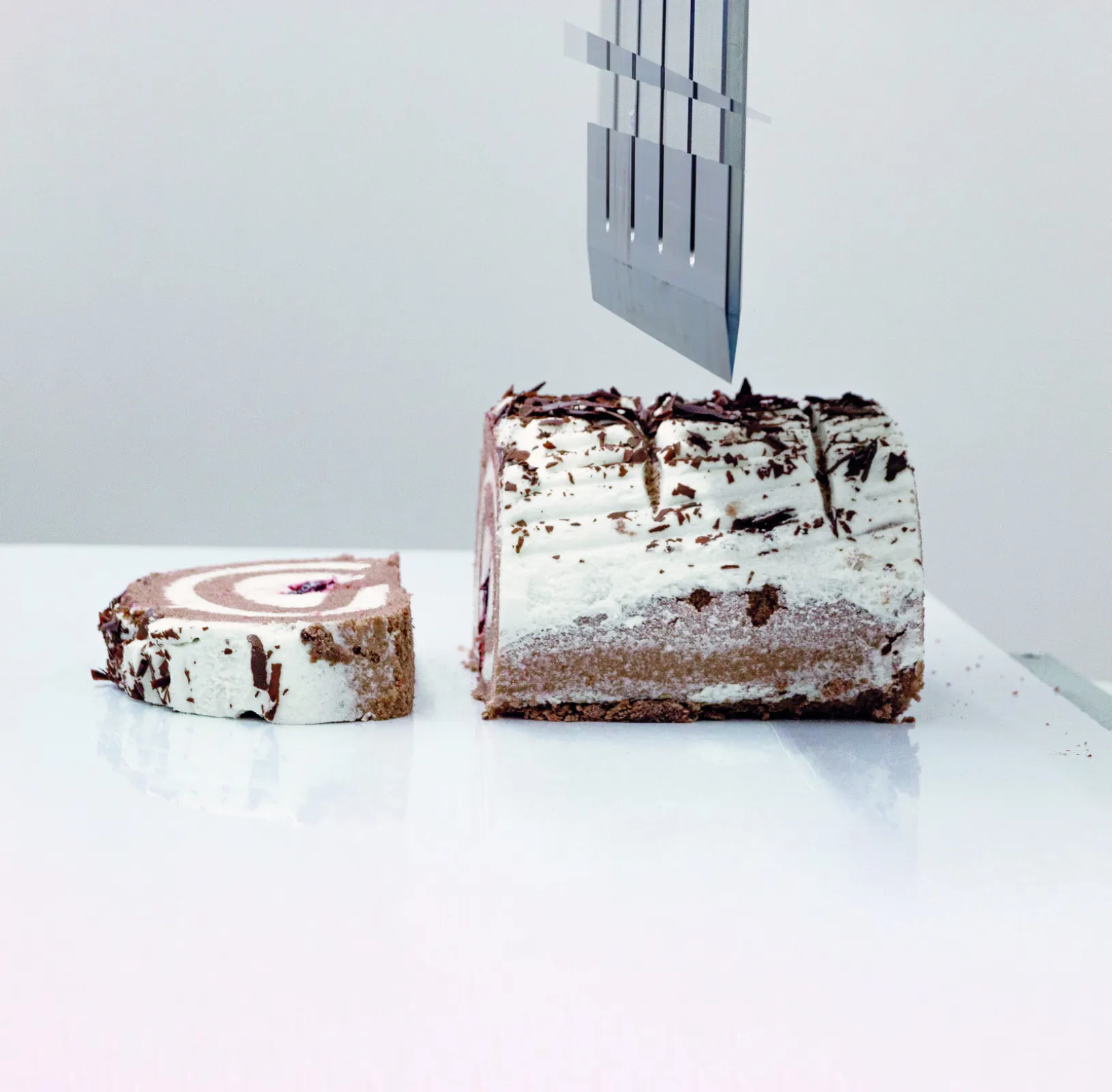 Cutting sonotrodes with little product adhesion and self-cleaning action