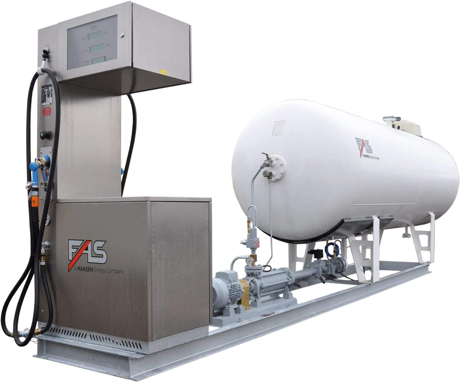 Compact filling station with LPG dispenser type FAS 230 and aboveground tank