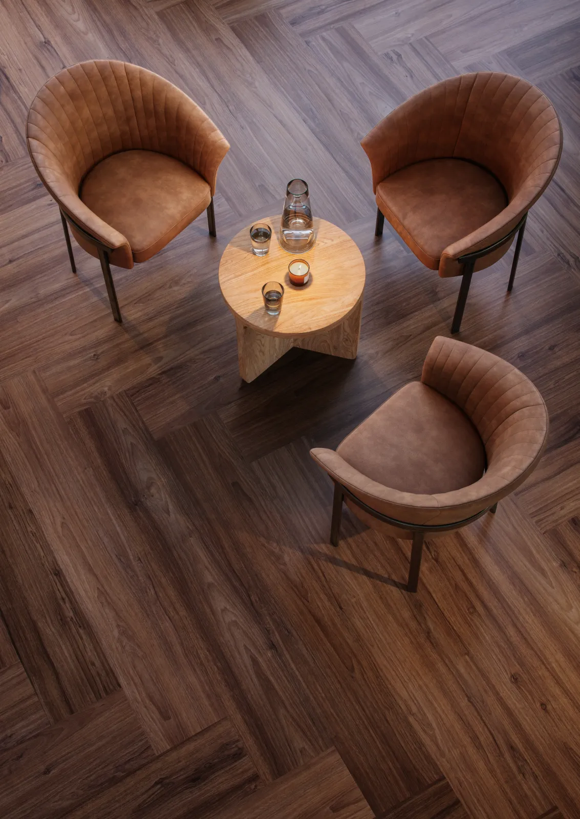 PURLINE wineo 1500 - plank - wood - herringbone - Lugano Walnut Brown (PL15210WXL-PL15402SXL)