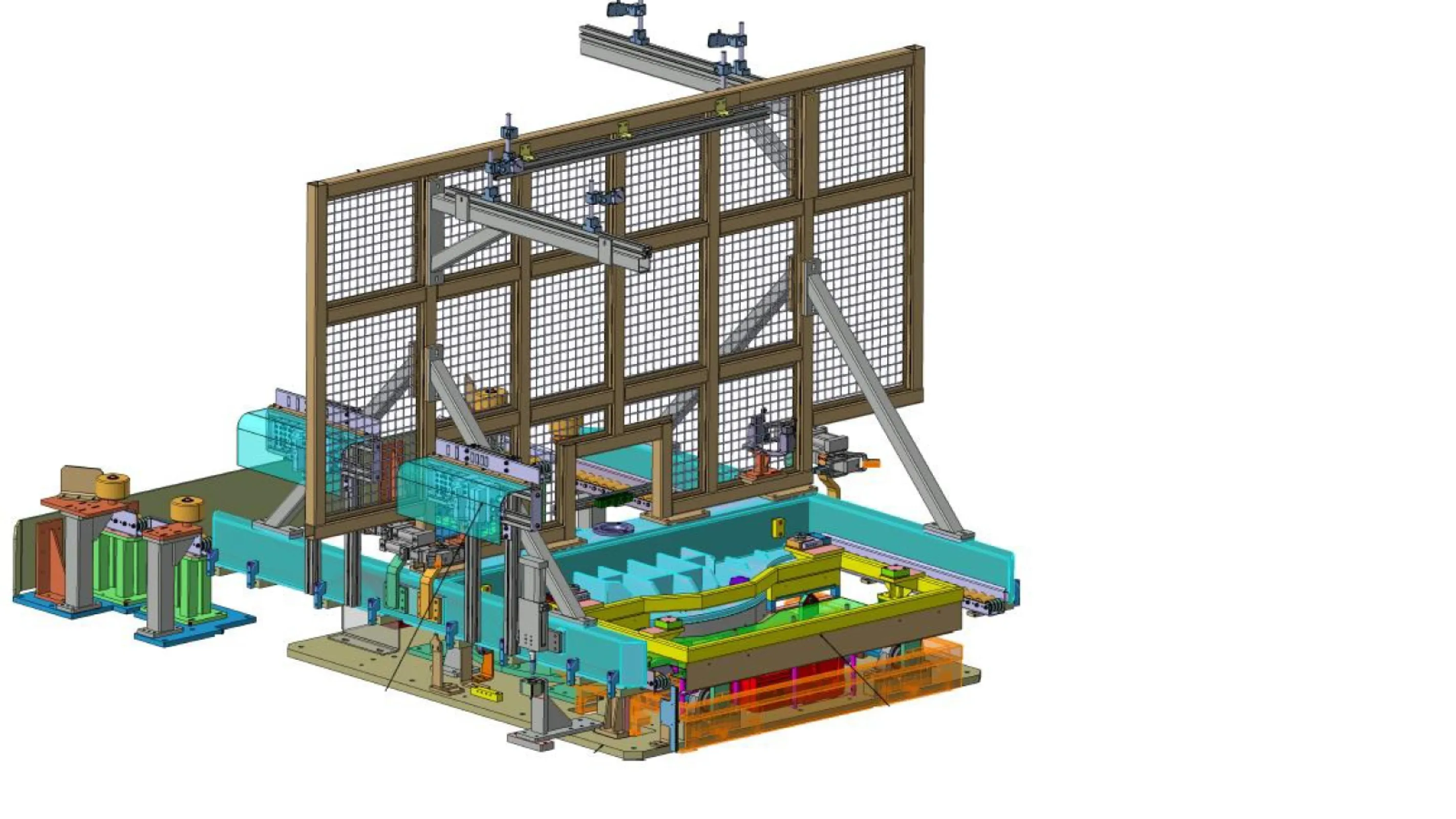 Transport container changer system APM - load with forklift, unload with robot