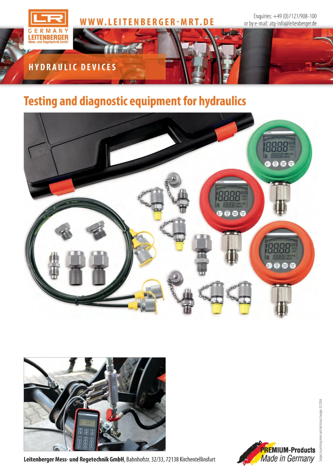 Testing and diagnostic equipment for hydraulics