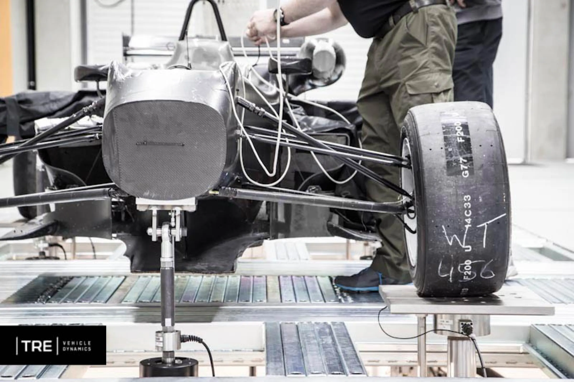 F3 carbon fibre monocoque on 7-Poster test rig