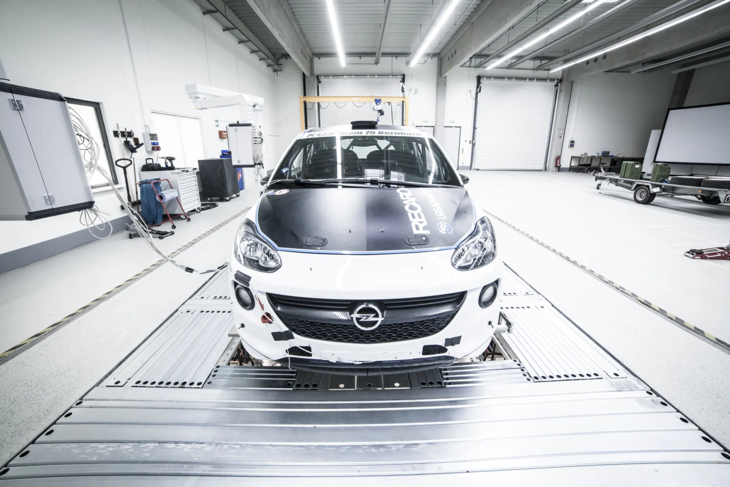 Opel Adam rally race car on 7-Poster test rig