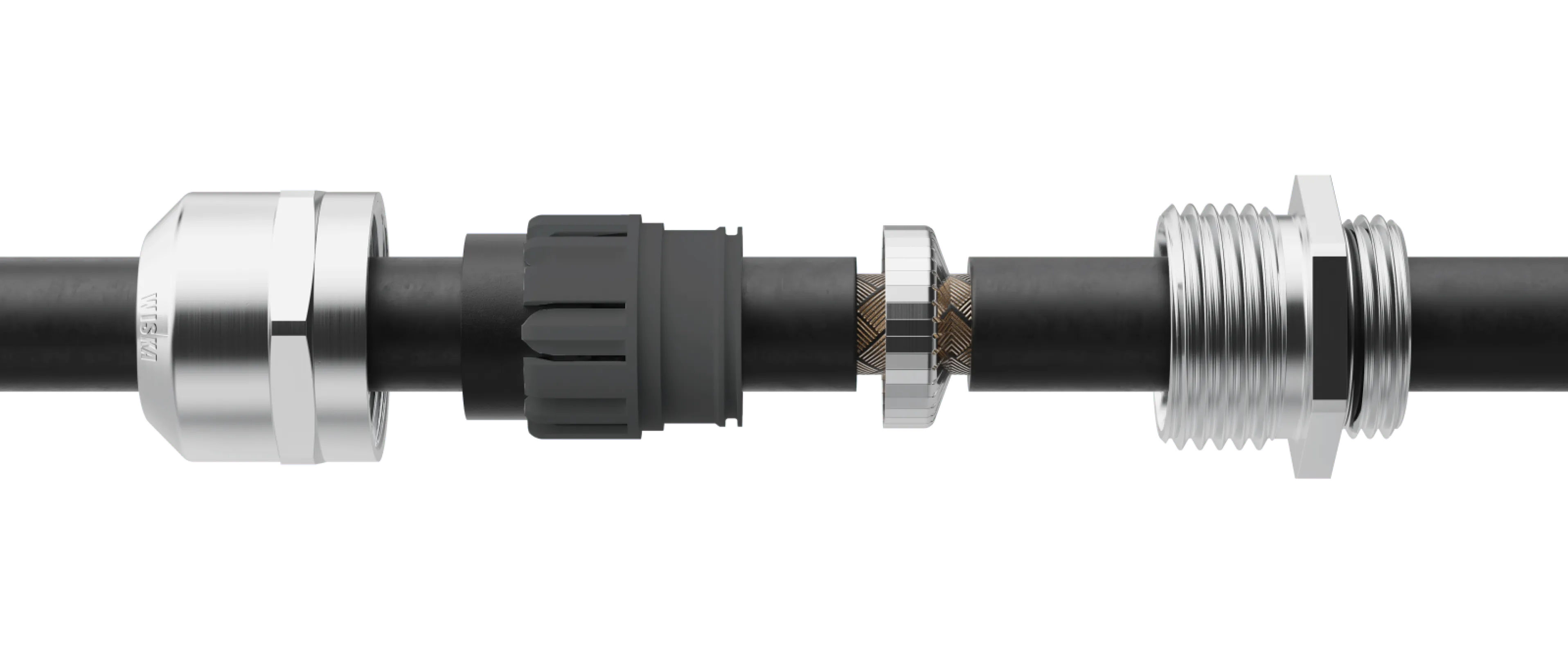 Cable gland EMSKV EMV-S RW with contact spring insert, brass nickel-plated