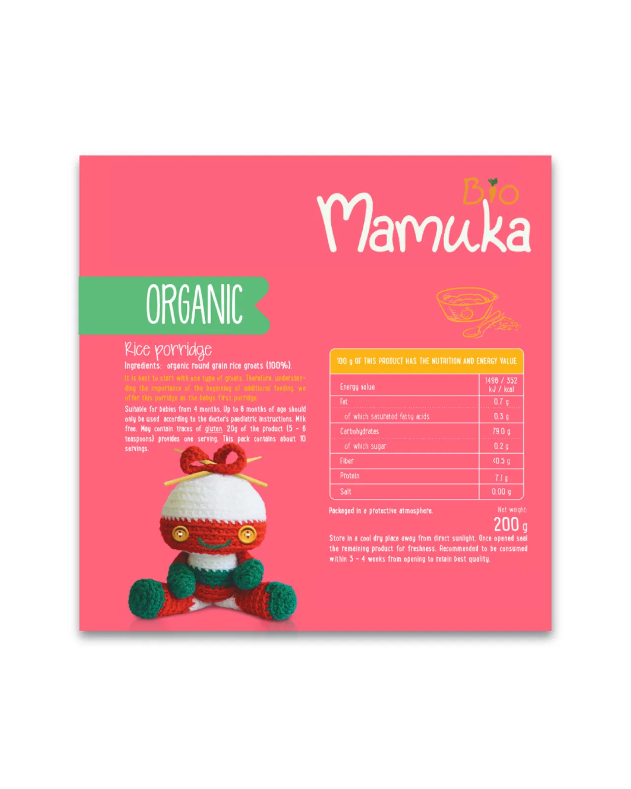Product Ingredient list and nutrition