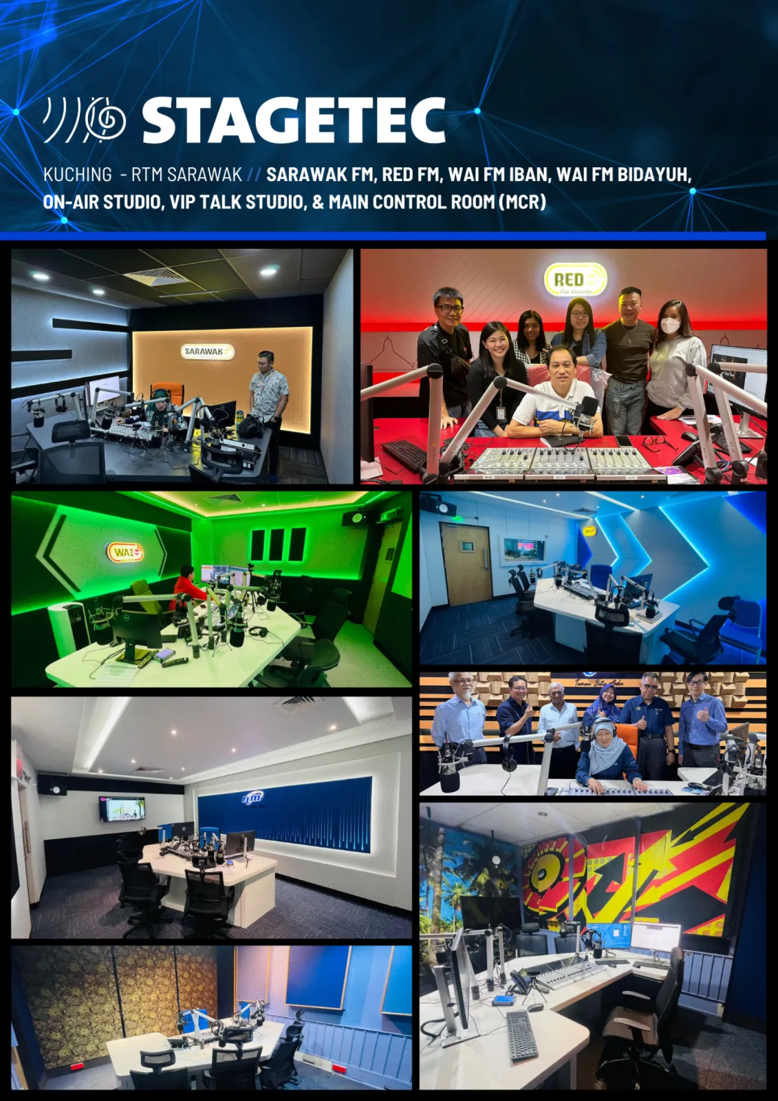 RTM SARAWAK // Sarawak FM, Red FM, Wai FM Iban, Wai FM Bidayuh, On-Air Studio, VIP Talk Studio, & Main Control Room (MCR)