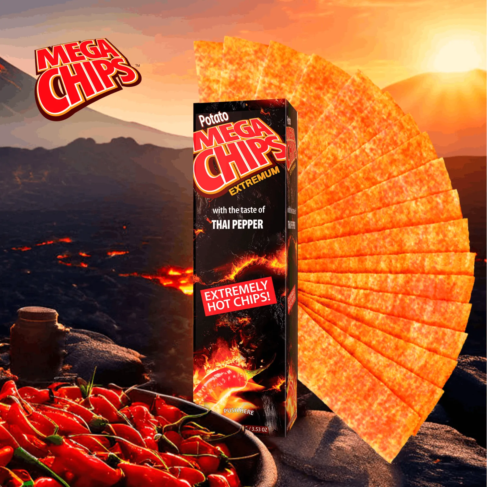 Potato Mega Chips "Extremum" with the taste of Thai Pepper