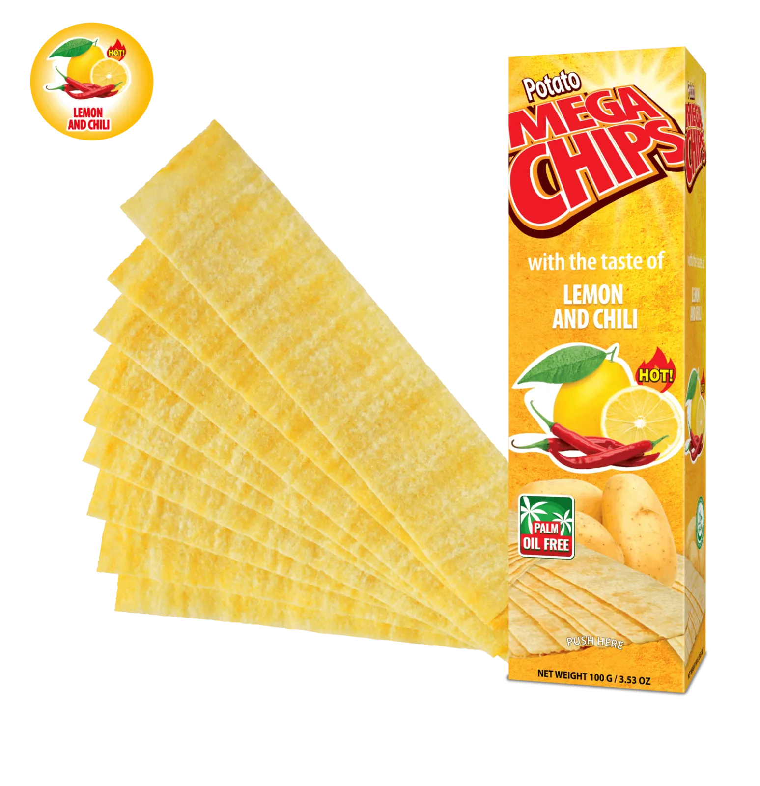 Potato Mega Chips with the taste of Lemon and Chili